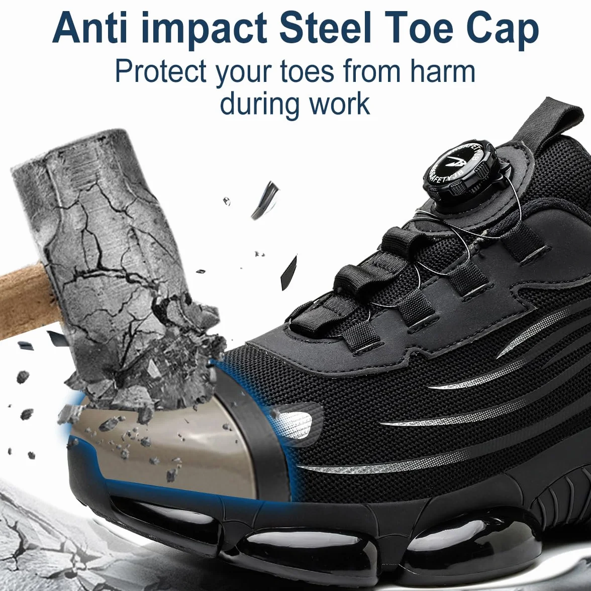 Zapatos de Seguridad para Hombre Mujer Ligero Zapatillas de Trabajo con Punteras de Acero Transpirable Antideslizantes 38-46 EU