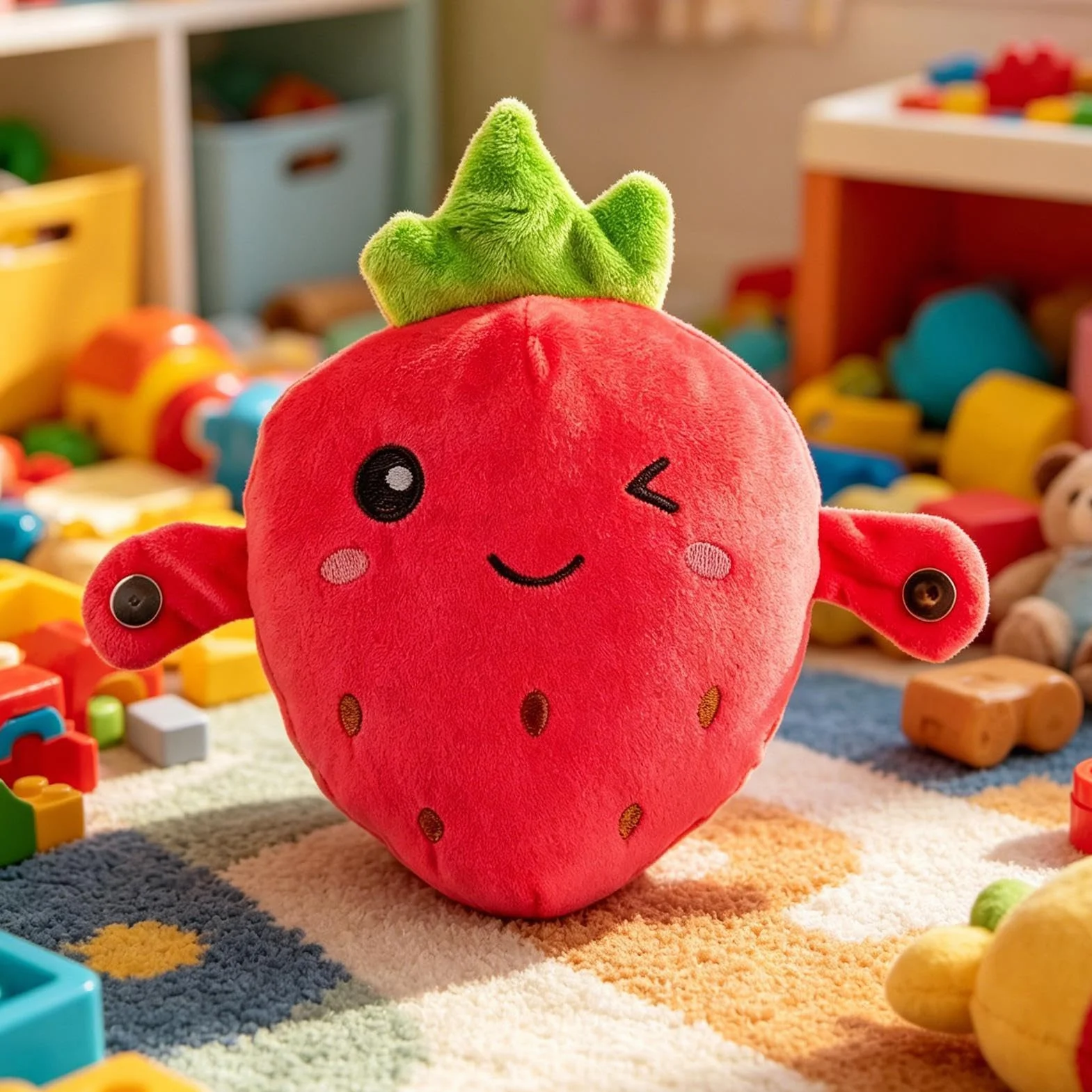 Genérico Peluche Interactivo Musical Fresa, Lindos Juguetes Sensoriales Musicales Fresa, Peluches Interactivo Fresas con Sonidos, Juguetes Peluche Sensor Táctil Música Fresas, para Niñas & Niños