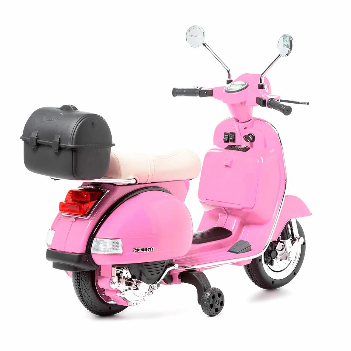 Vespa Clásica Moto Eléctrica 12V para Niños Licencia Oficial Piaggio con Batería Recargable, Ruedines, Luces y Sonidos - Scooter Infantil 3-6 Años (Rose)