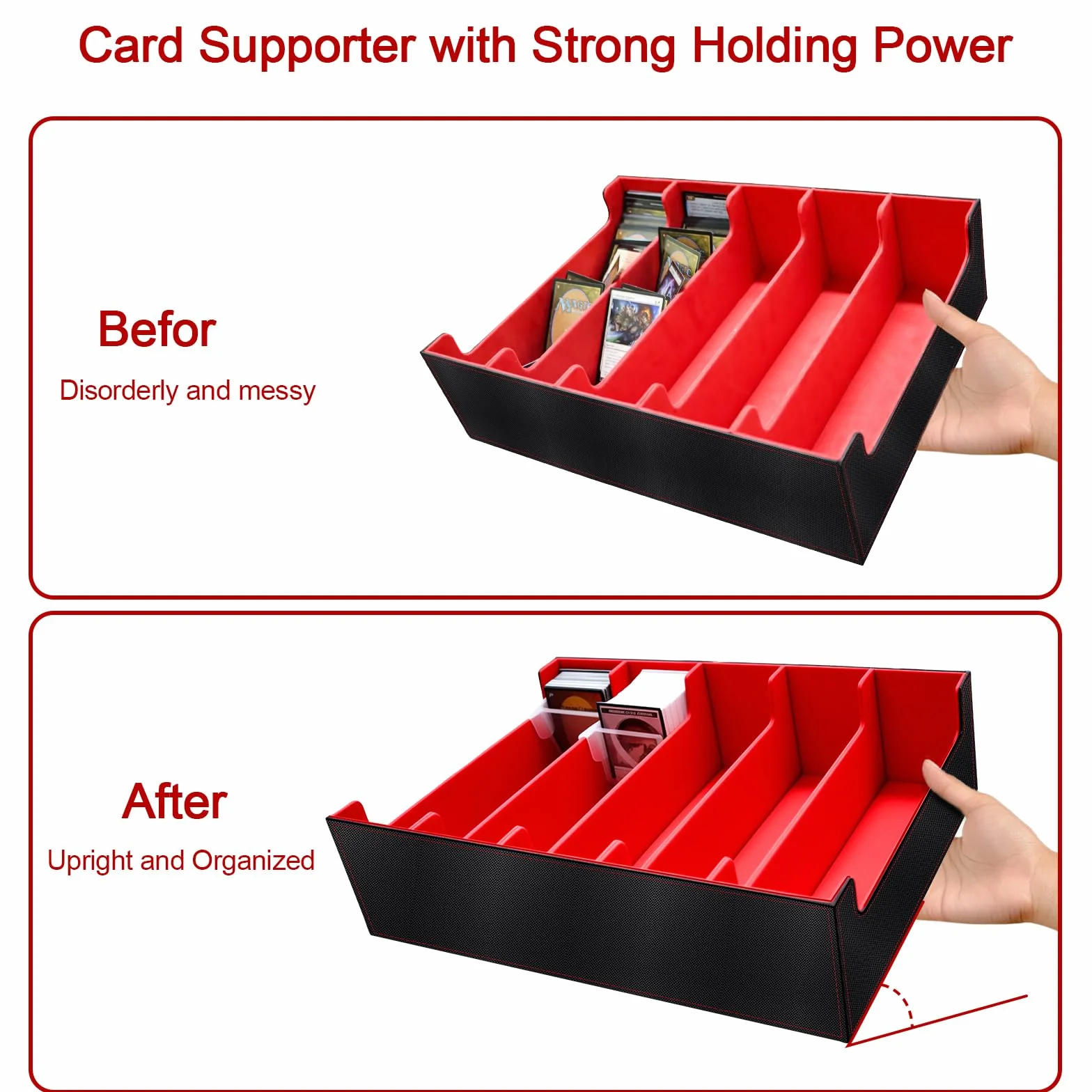 Caja Cartas Magic para TCG/Magic the Gathering (MTG)/ YuGiOh/Commander Card Deck Box para más de 3800+ Cartas, Magnetic Flip PU Cuero Deckbox Caja Cartas con 24 Divisores y 5 Soportes