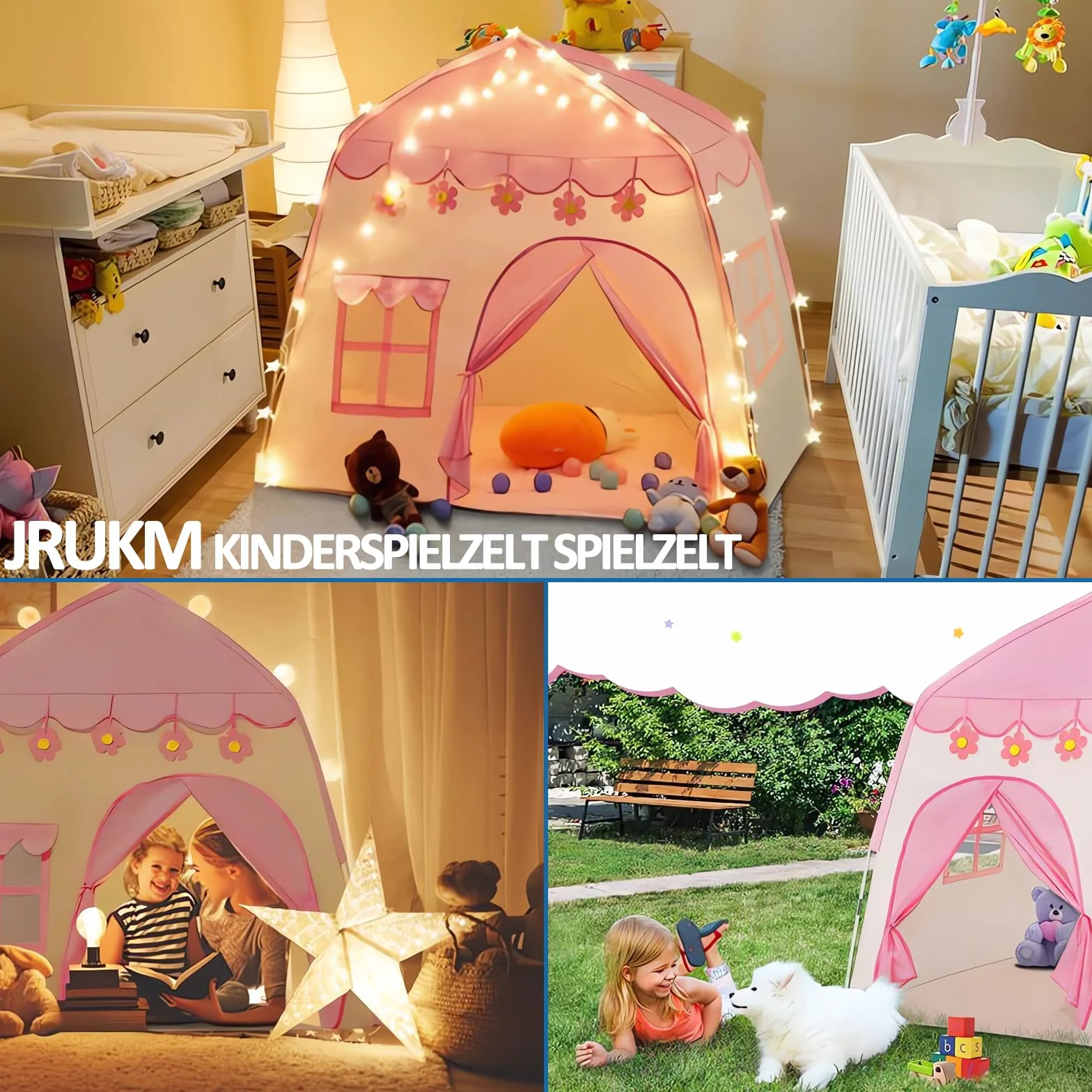 Tienda de juegos para niños, tienda de campaña para interiores, tienda de juegos, 130x100x130 cm, gran tienda de juegos para niños, casa de juegos para niñas, interior y exterior, juguete (rosa)