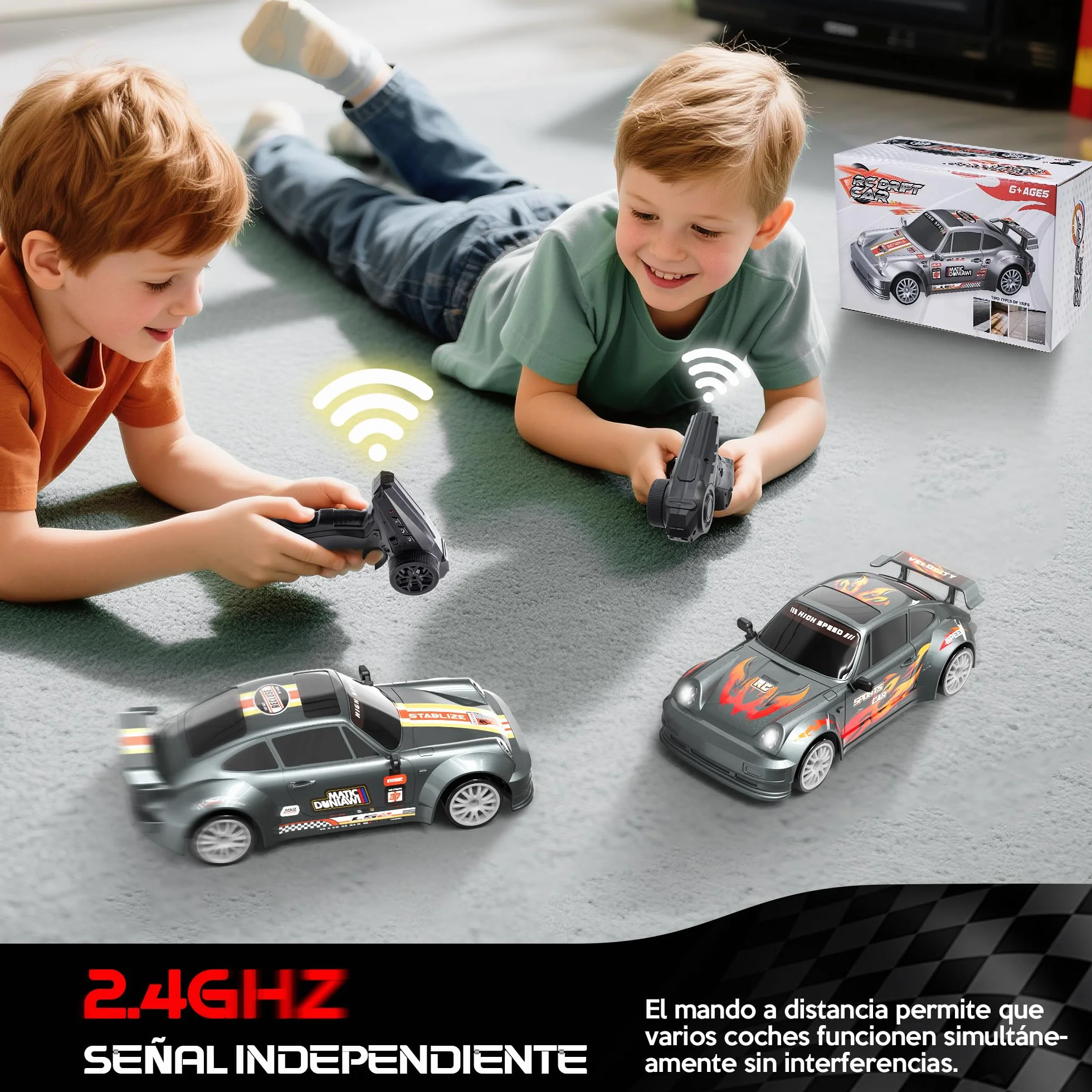 Coche RC Drift Car 4WD 1:24 2.4 GHz con Luces LED 10-15KM/H