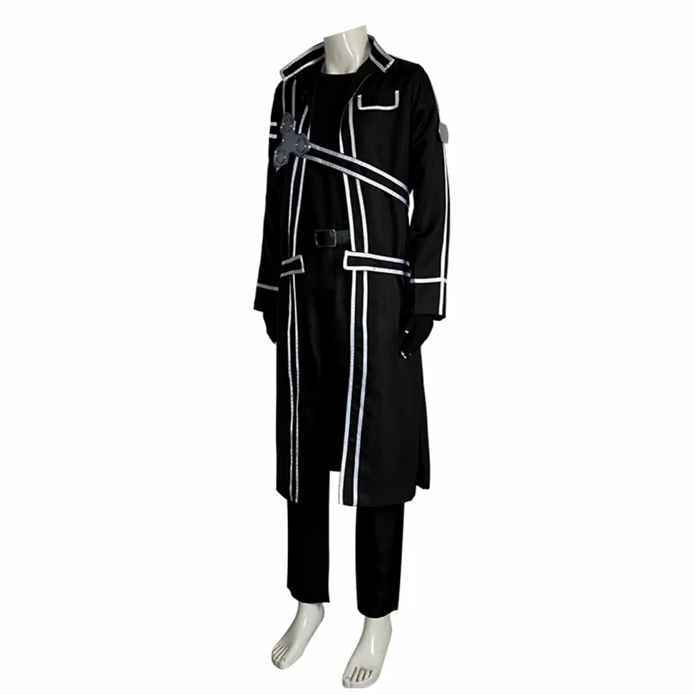 Kirito Cosplay Asuna Disfraz Anime Kirito Disfraz Negro Uniforme Gabardina Yuuki Asuna Disfraz Halloween