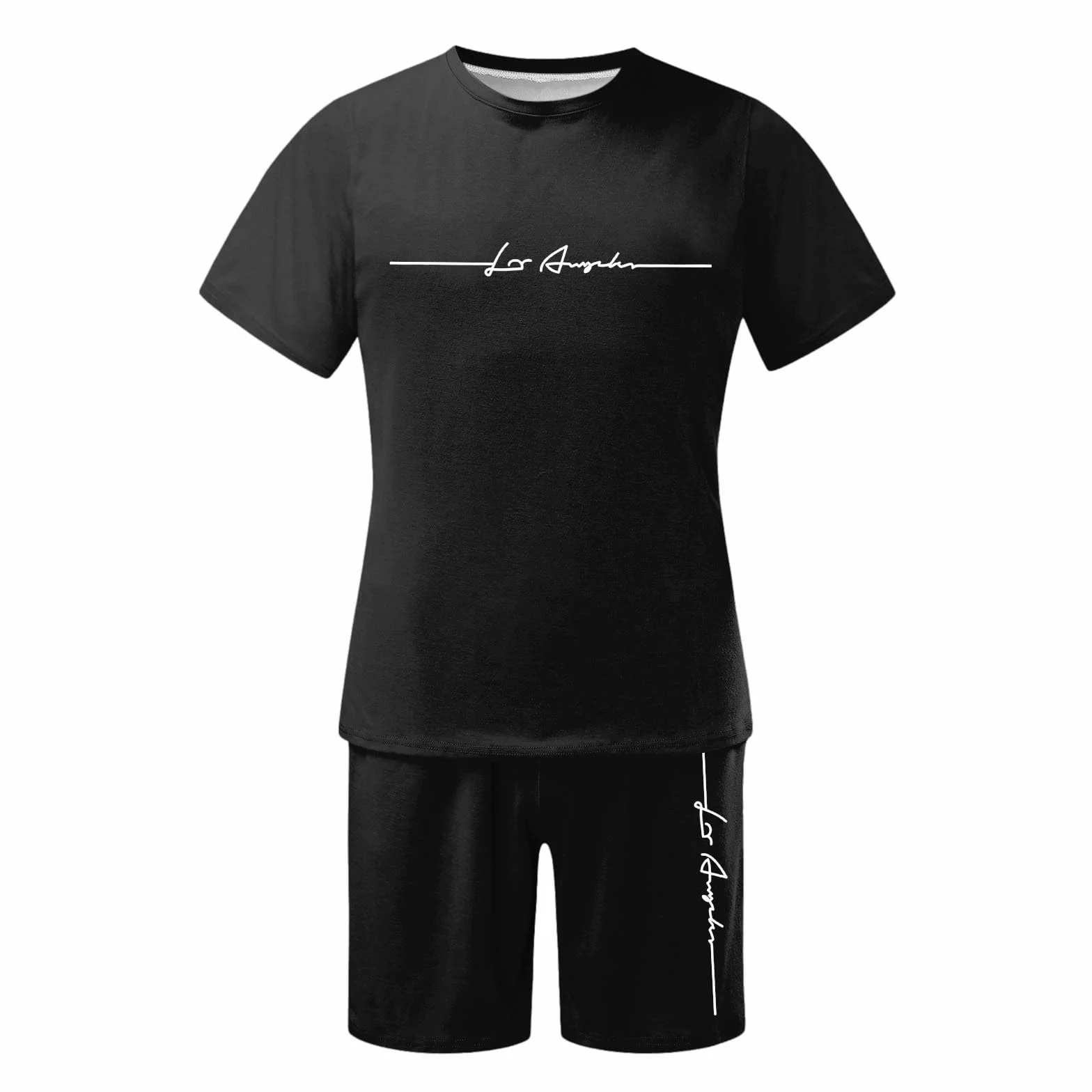 Chándal Deportivo Corto 2 Piezas para Hombre Camiseta y Pantalones Cortos Transpirable Verano