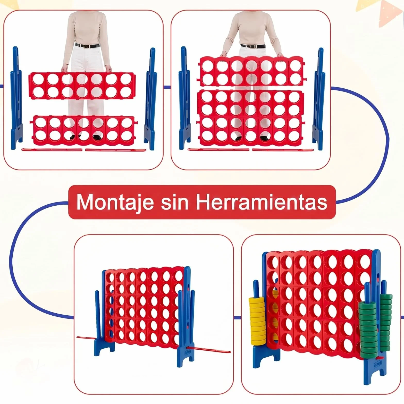 COSTWAY Juego de Match Juego de Aritmético y Educación con 42 Anillos Gigantes y Controles Deslizantes para Niños y Adultos (Azul y Rojo)