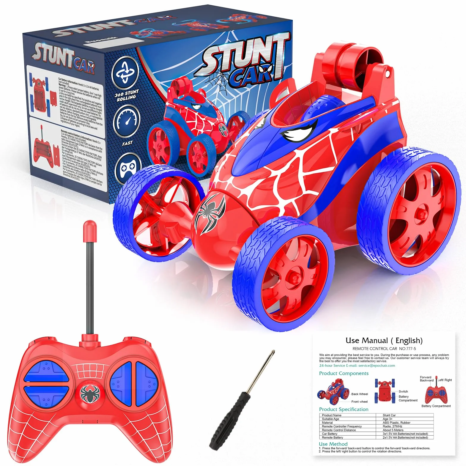Mini Coche Teledirigido Acrobacia RC 360 Grados Rotación Spider Juguete Infantil Regalo Niños 3-7 Años