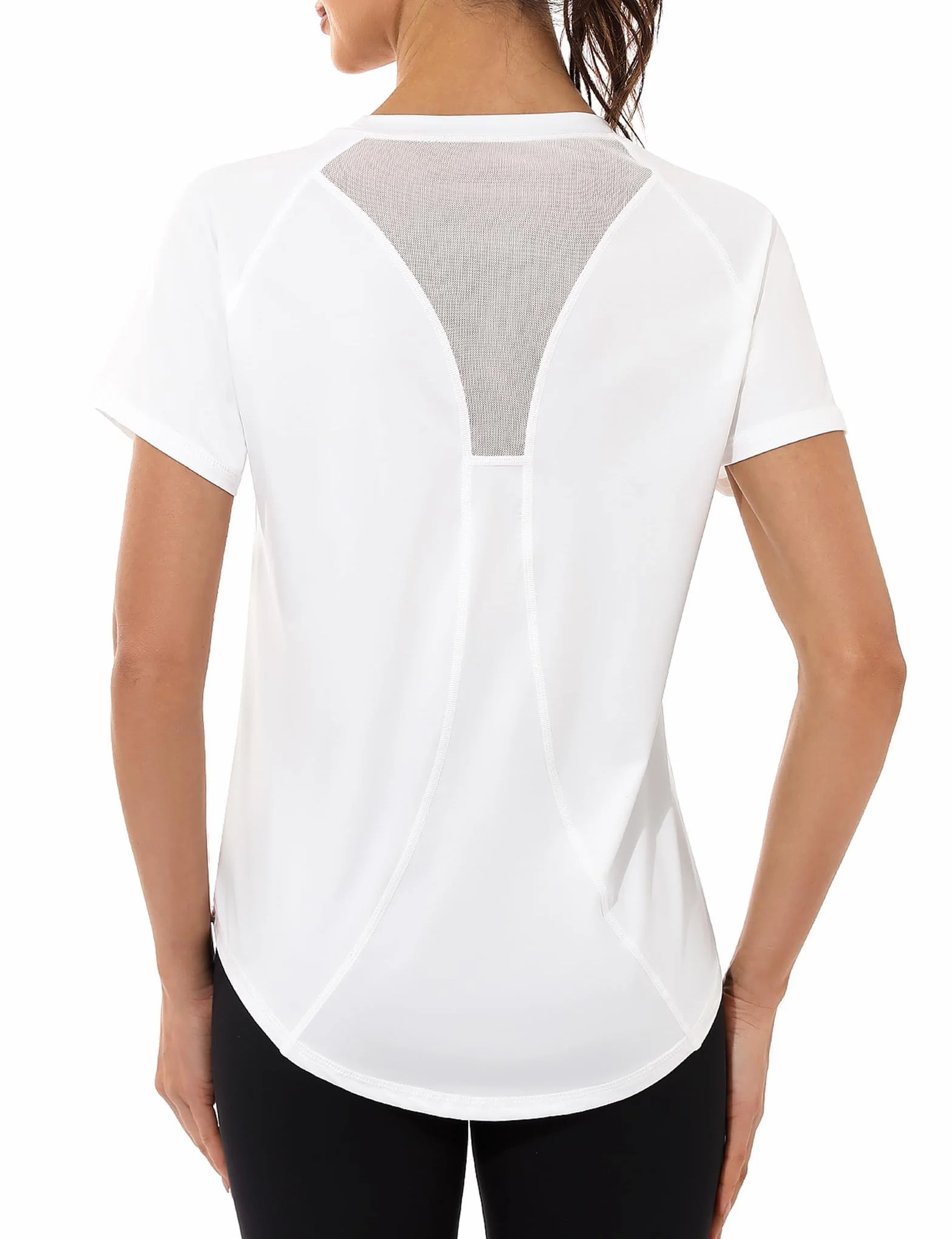 Camiseta Deportiva para Mujer, Manga Corta, Malla Yoga Fitness Top Ropa Deportiva