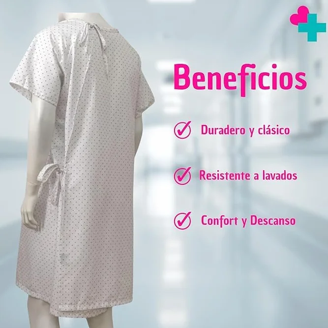 Camisón Hospitalario Talla Única Manga Corta Pijama Sanitario Mujer Hombre