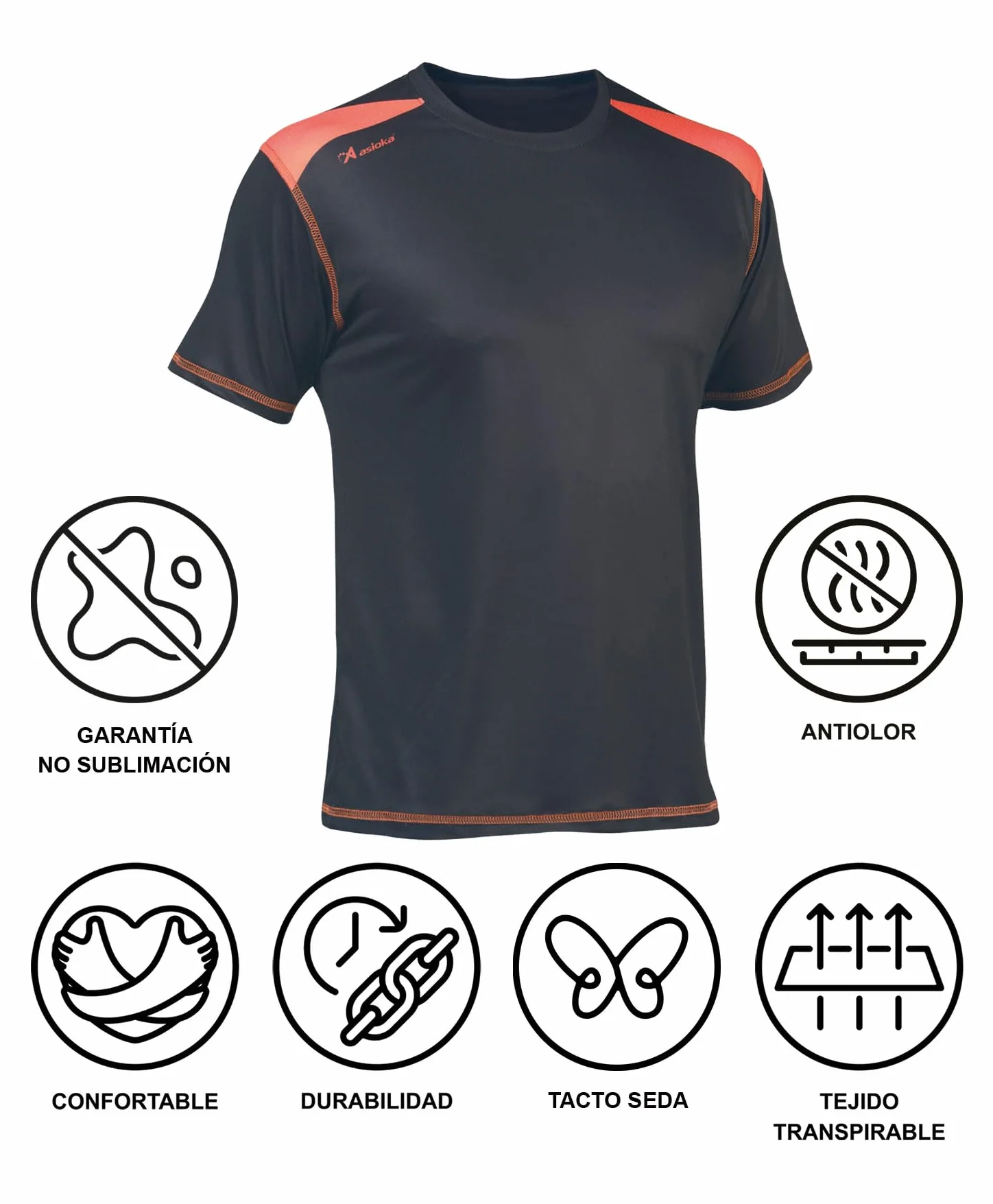 ASIOKA 182/17 Camiseta técnica combinada de manga corta para Adultos