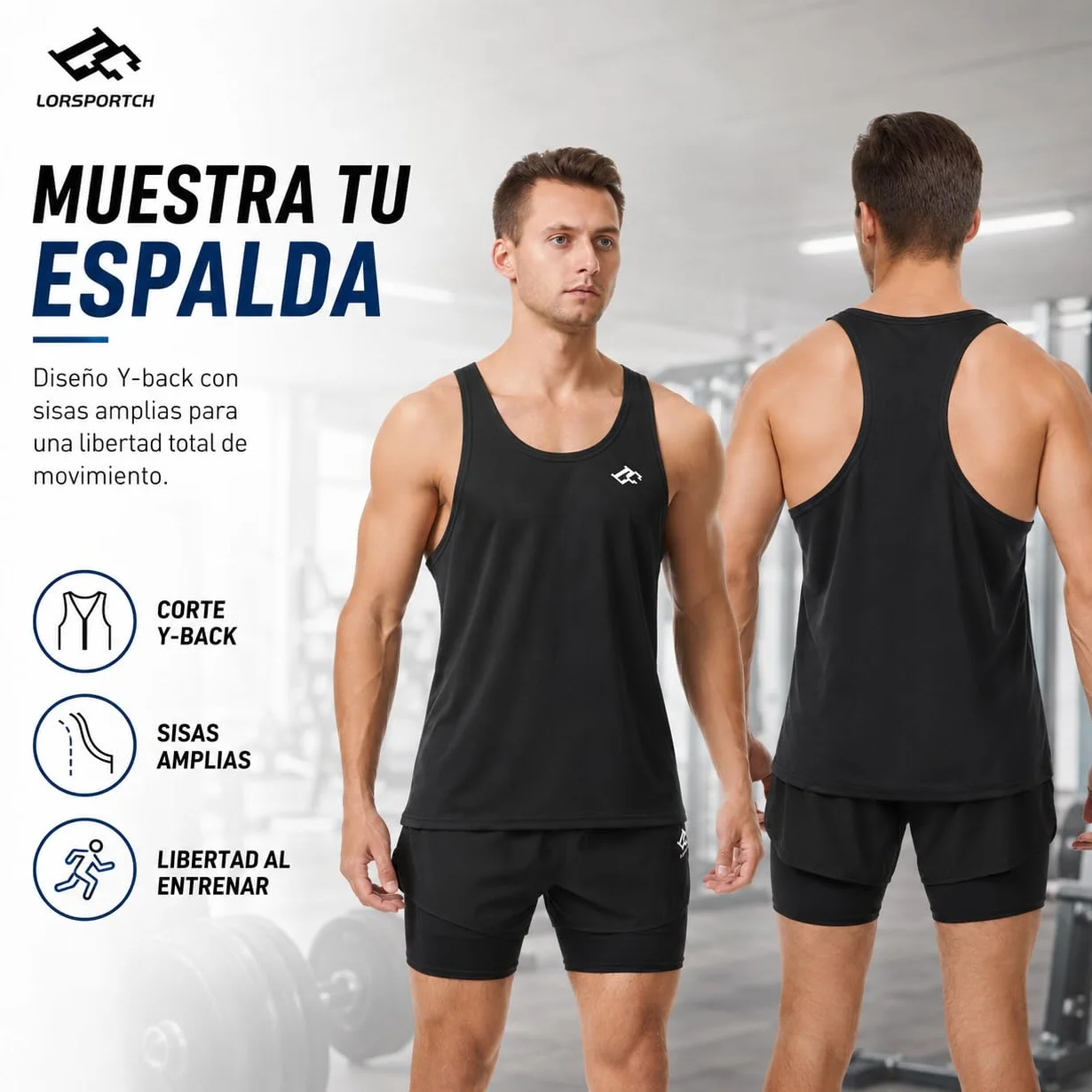 Camiseta sin Mangas para Hombre, Secado Rápido, Espalda en Y, Chaleco Muscular