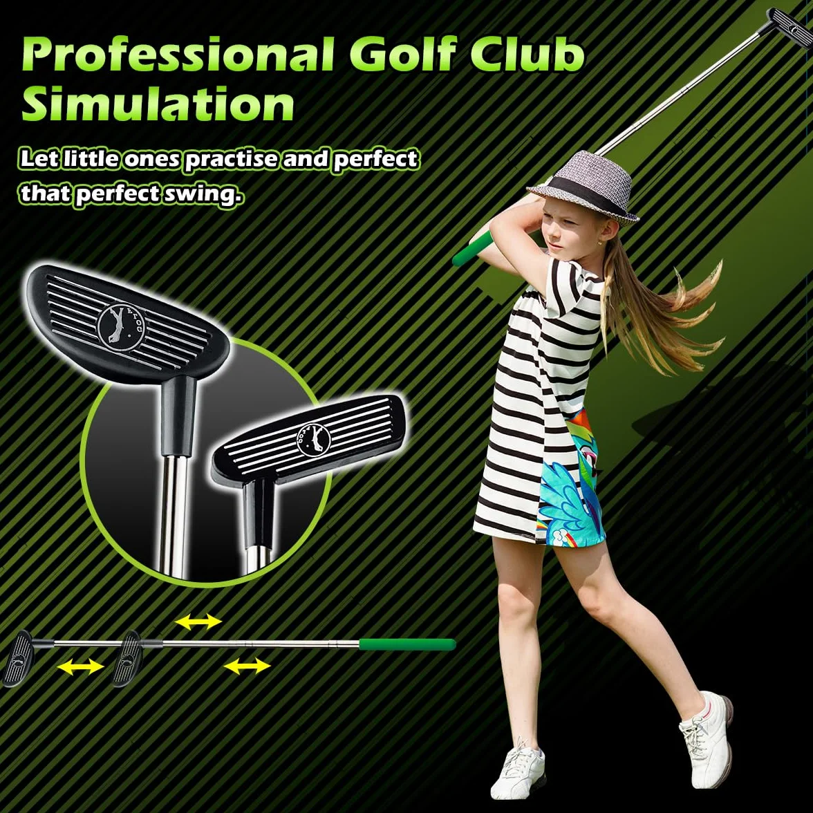 Juego de Golf para Niños Pequeños - 3 Palos, 8 Pelotas, Tapete de Putting, Equipo de Club y Pelotas de Entrenamiento - Juguetes Deportivos
