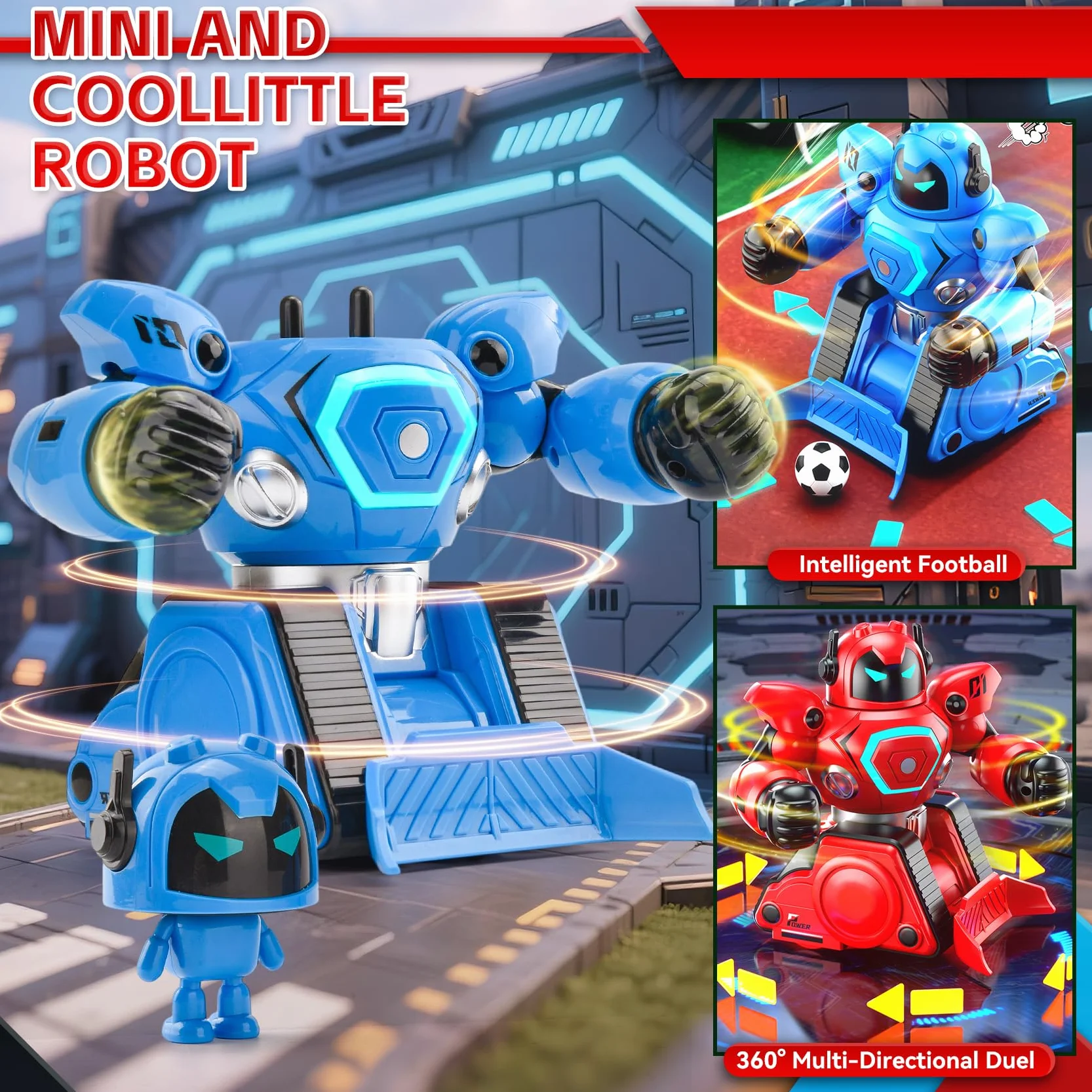 2 Robots Teledirigidos, Juguete RC Robot de Combate con Modo Boxeo & Fútbol, Luz y Sonido, Recargables, Robots de Combate Regalo Niño a Partir de 6 Años