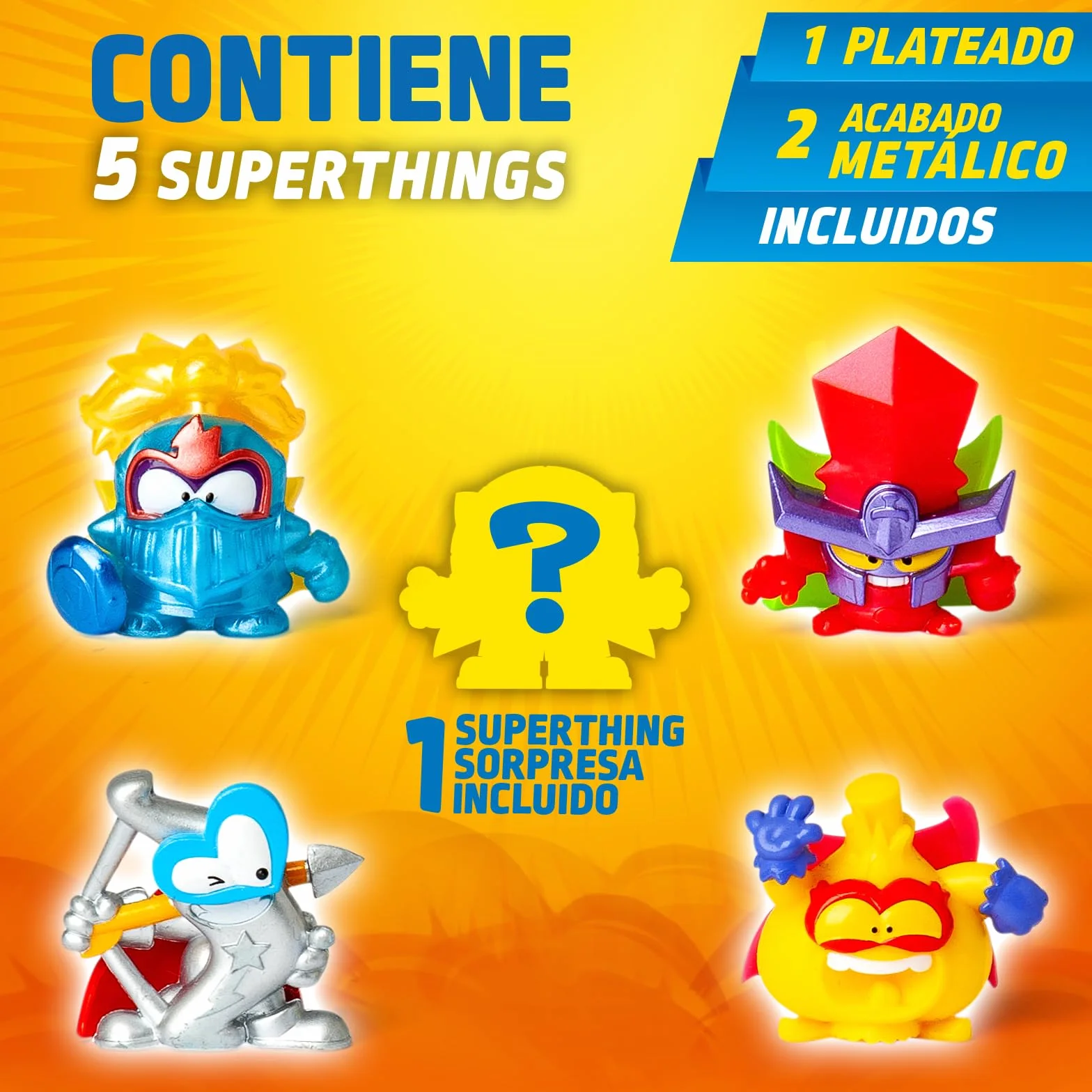 SUPERTHINGS KAZOOM Power Warriors Pack de 5 Figuras Sorpresa y Capitán Plateado