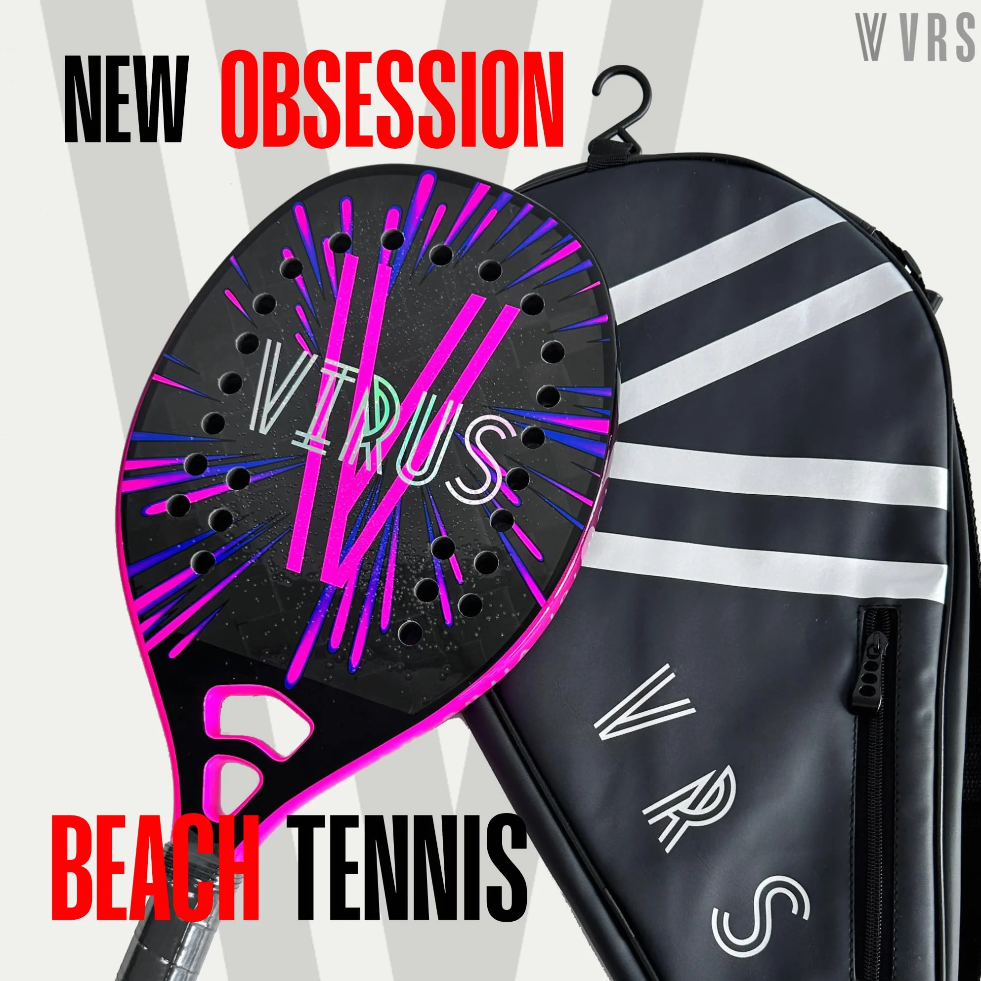 VIRUS Obsession Raqueta Beach Tennis Profesional Carbono 18K Black EVA Soft Balance Medio Spin Control Funda