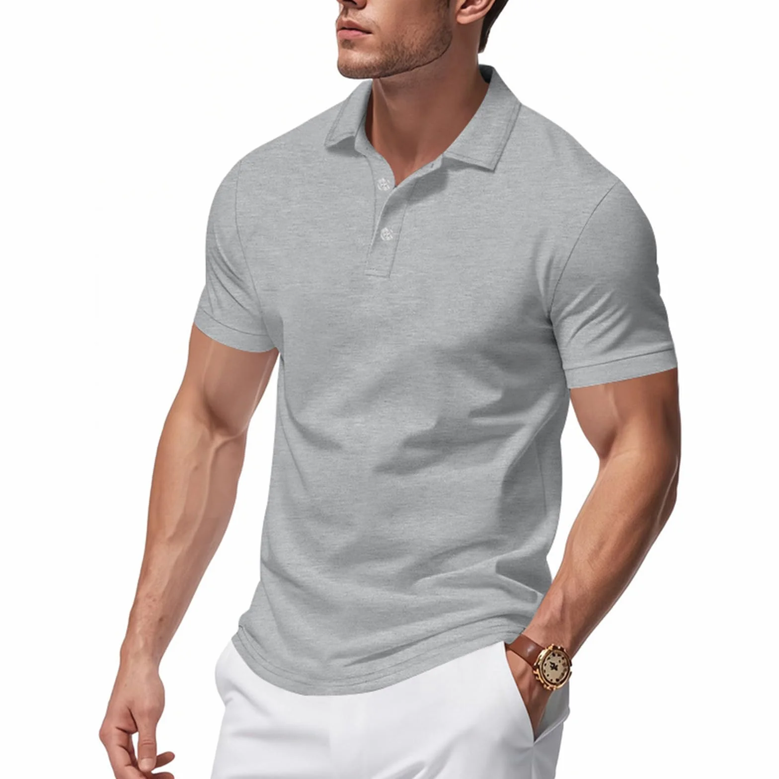 Camuflaje Polo Hombre Manga Corta Cuello Mao Camiseta Club