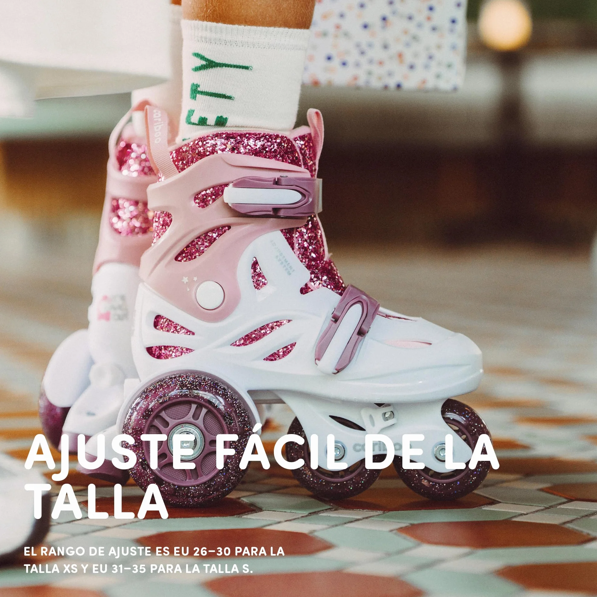 Cariboo Patines En Línea para Niños Principiantes Tamaños Ajustables con Ruedas Purpurina Ballerina