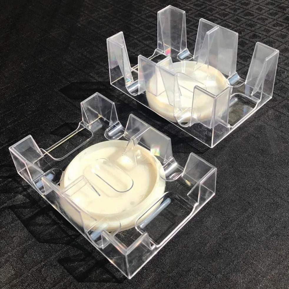 Bandeja giratoria de 2 cubiertas/6 cubiertas, giratoria suave de 360 grados, bandeja de cartas de juego, práctico titular de cartas, organizador de juegos de cartas transparente