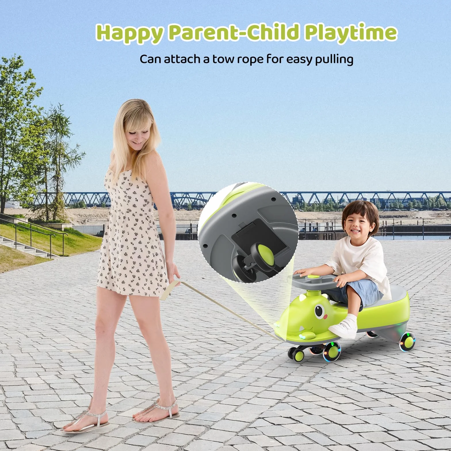 Coche de Bebé con Volante 360°, Coche Deslizador con Música y Ruedas Brillantes para Niños Pequeños, Asiento de Seguridad, Regalo 1-3 Años