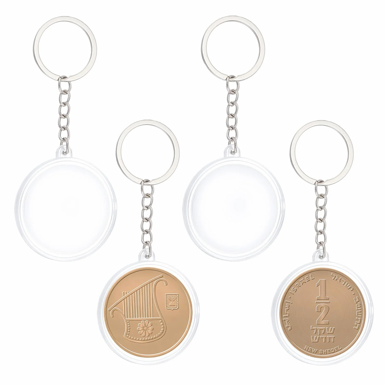 NICENEEDED 4 Llavero Porta Monedas, 1.57" Estuche Transparente con Cápsulas Duras para Monedas, Ideal para Medallones Y Colección de Monedas de Recuerdo.