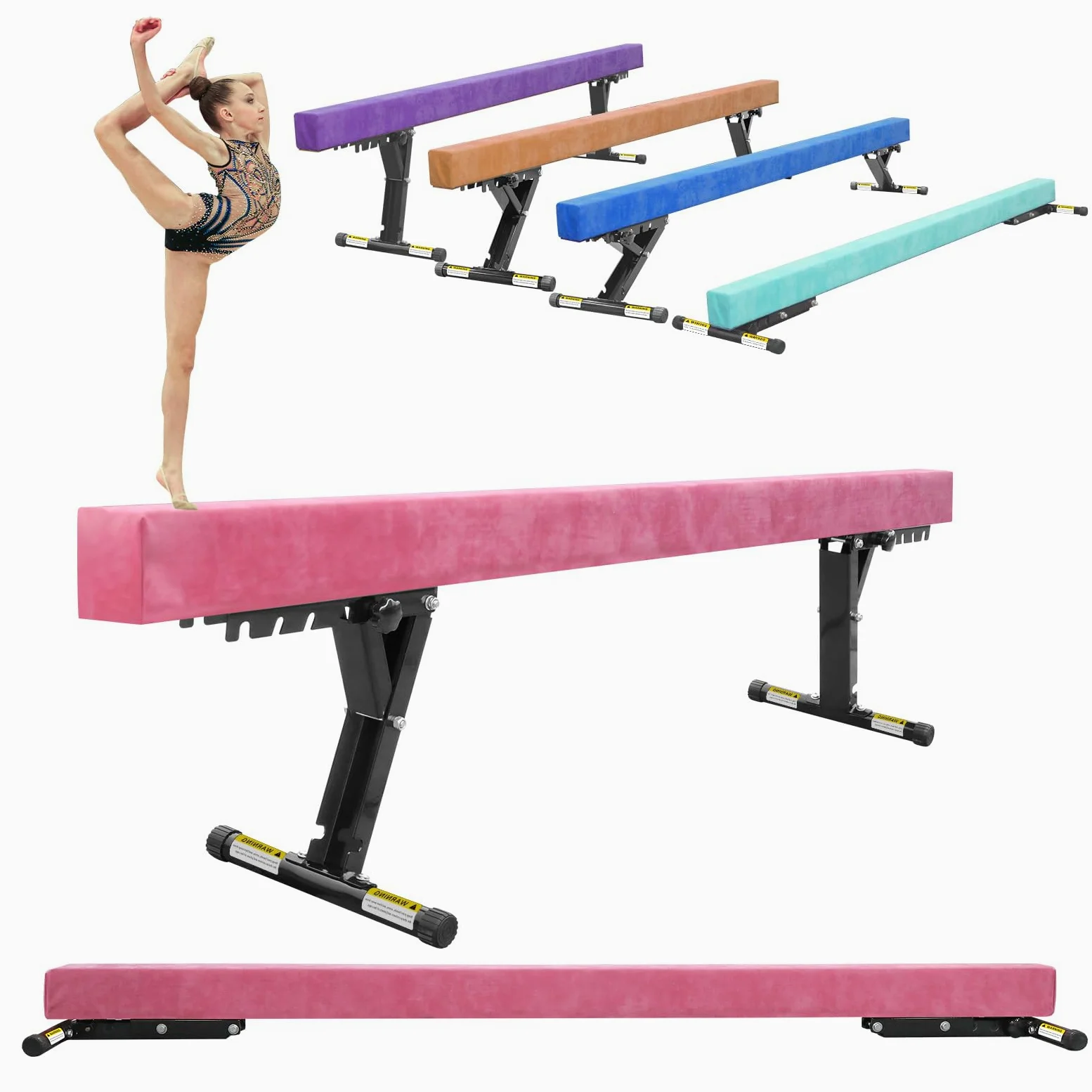 Barra de Equilibrio para niños, Plegable, 244 cm, 5 Alturas Ajustables, bajo, Barra de Equilibrio para casa, Entrenamiento en Interiores y Exteriores, con Pierna