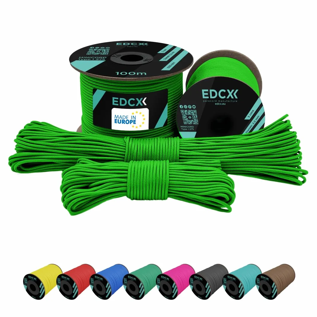 Cuerda de Nailon Paracord 275 de 2 mm, 100% Nailon, 3 Hebbras, 50 y 100 m