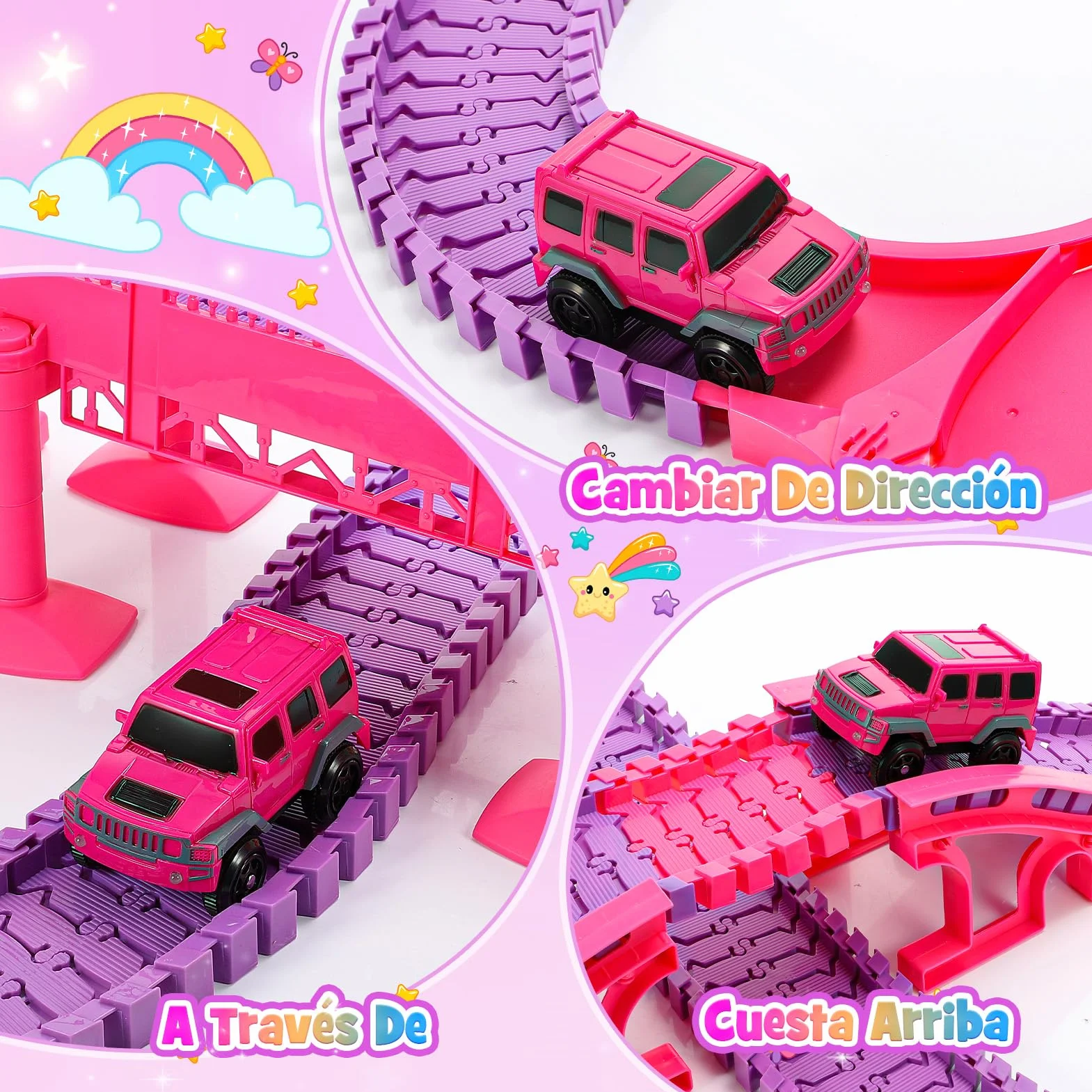 iKidiki Pista FlexIBLE Unicornios y Tiburón para Niñas 3-8 Años - Regalo Cumpleaños