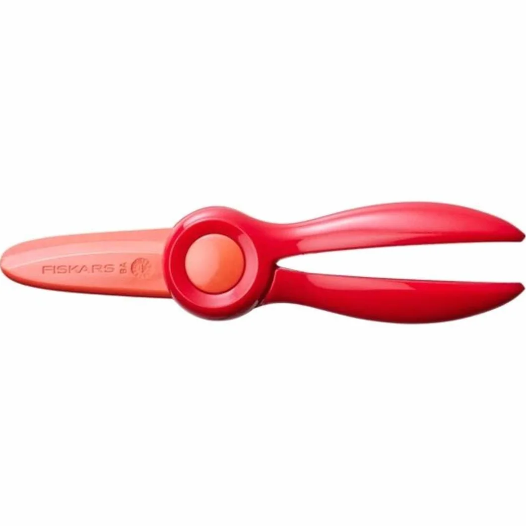 Fiskars Tijeras para niños, A partir de 2 años, Para aprender a cortar, Longitud: 13 cm, Hojas y mangos de plástico, Rojo, Starter, 1064065