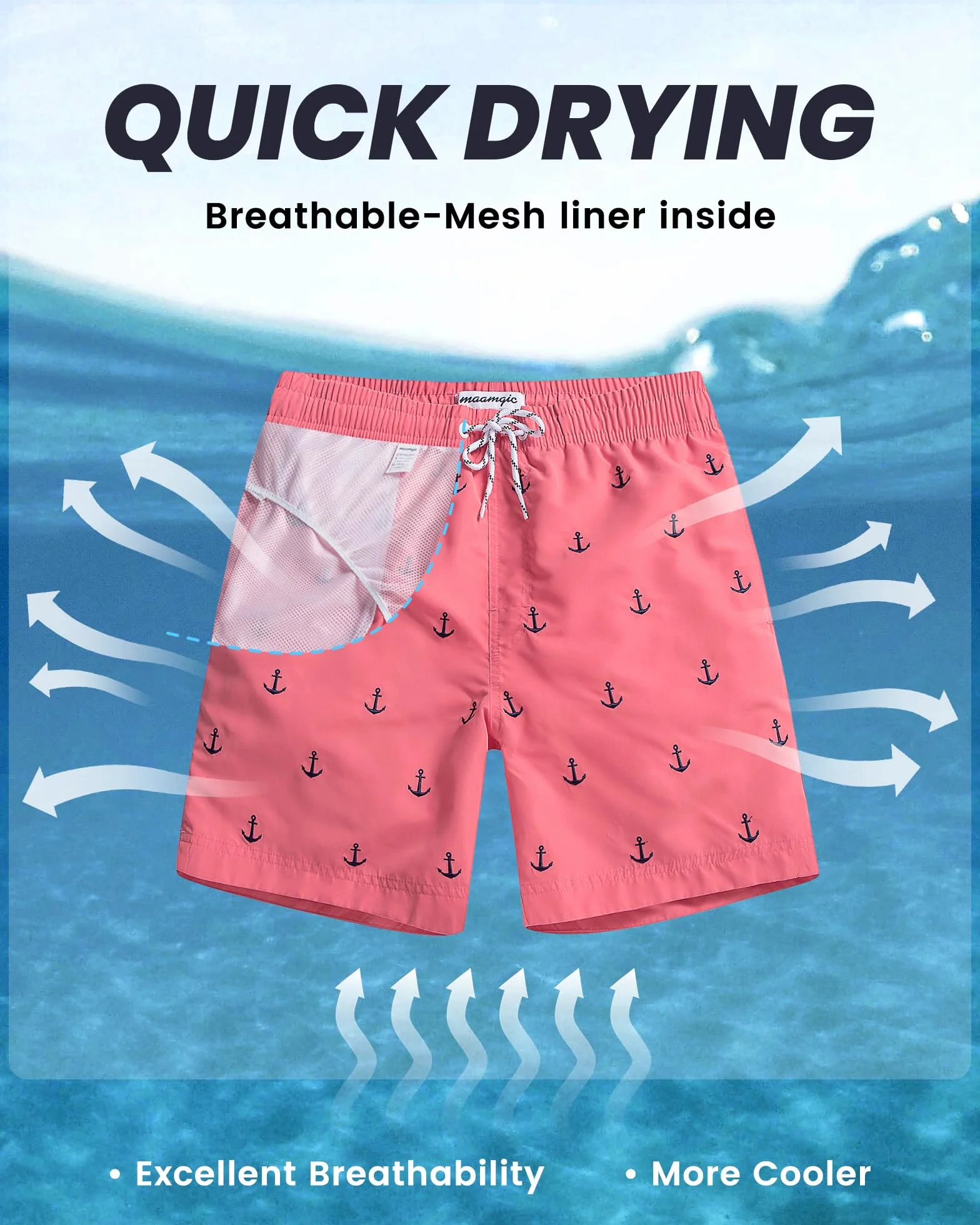 Maamgic Bañador Hombre 2 en 1 con Forro de Compresión Cremallera Shorts de Baño Natación