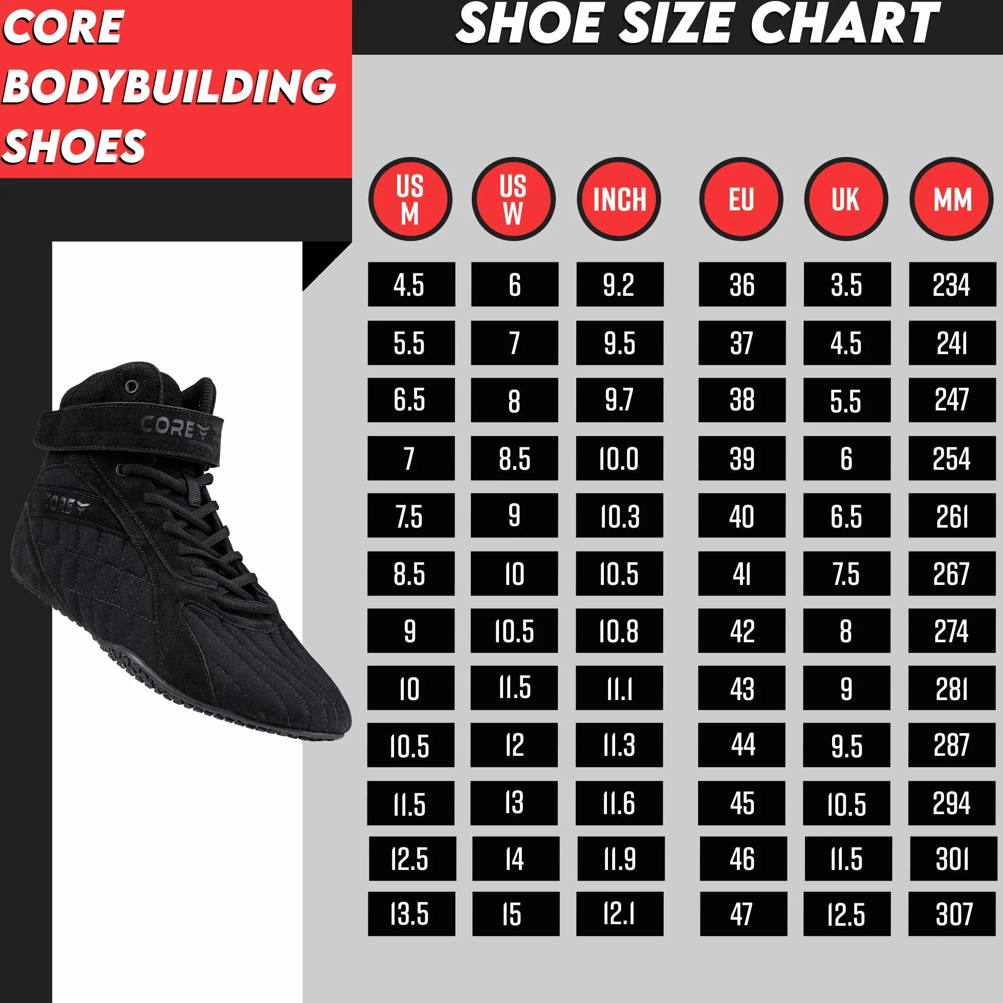 Core Zapatillas de Culturismo Zapatillas de Halterofilia para Sentadillas Suela Plana