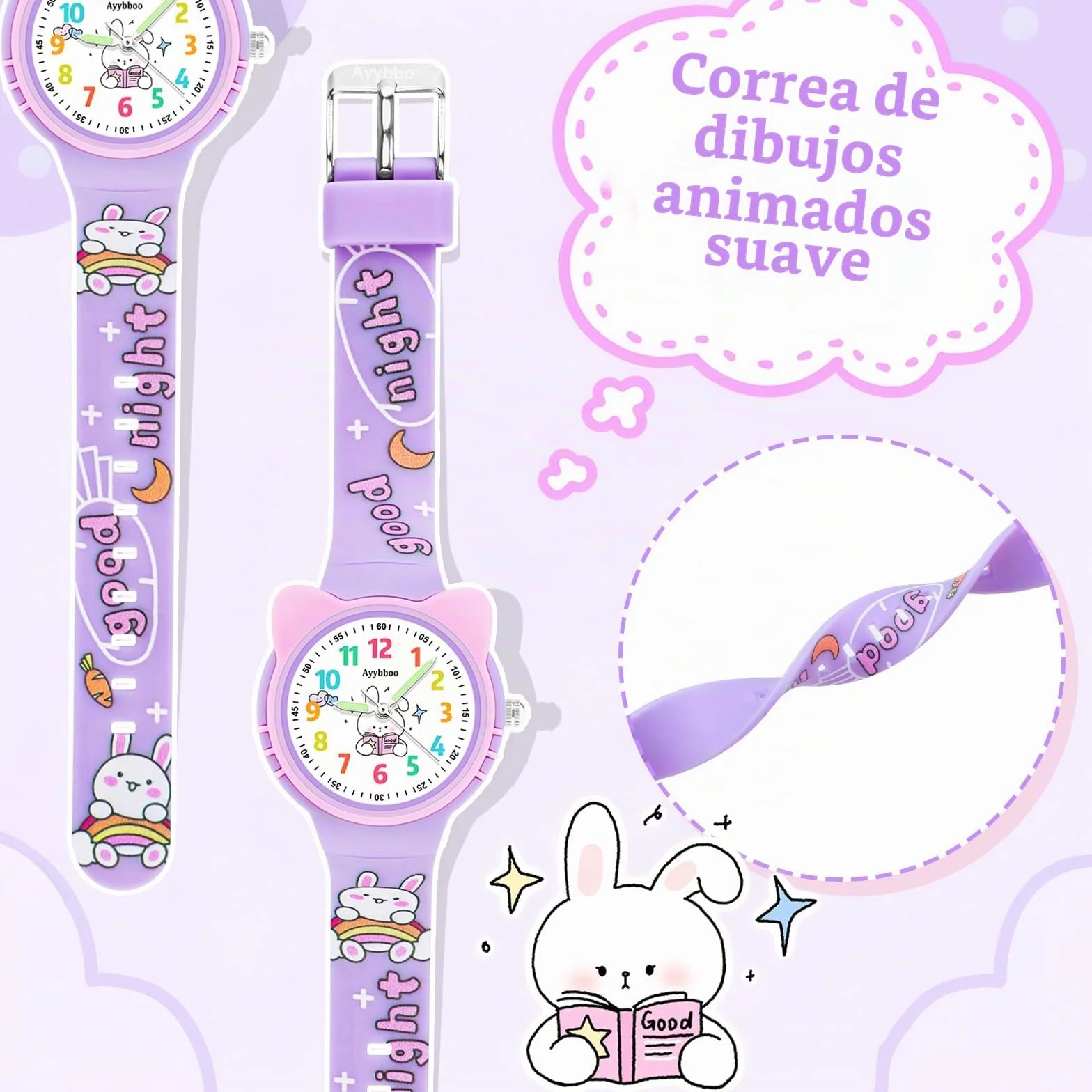 Reloj Niño Analógico Educativo Infantil Resistente al Agua 3ATM Correa Silicona Fácil Leer Niños Niñas 4-12 Años
