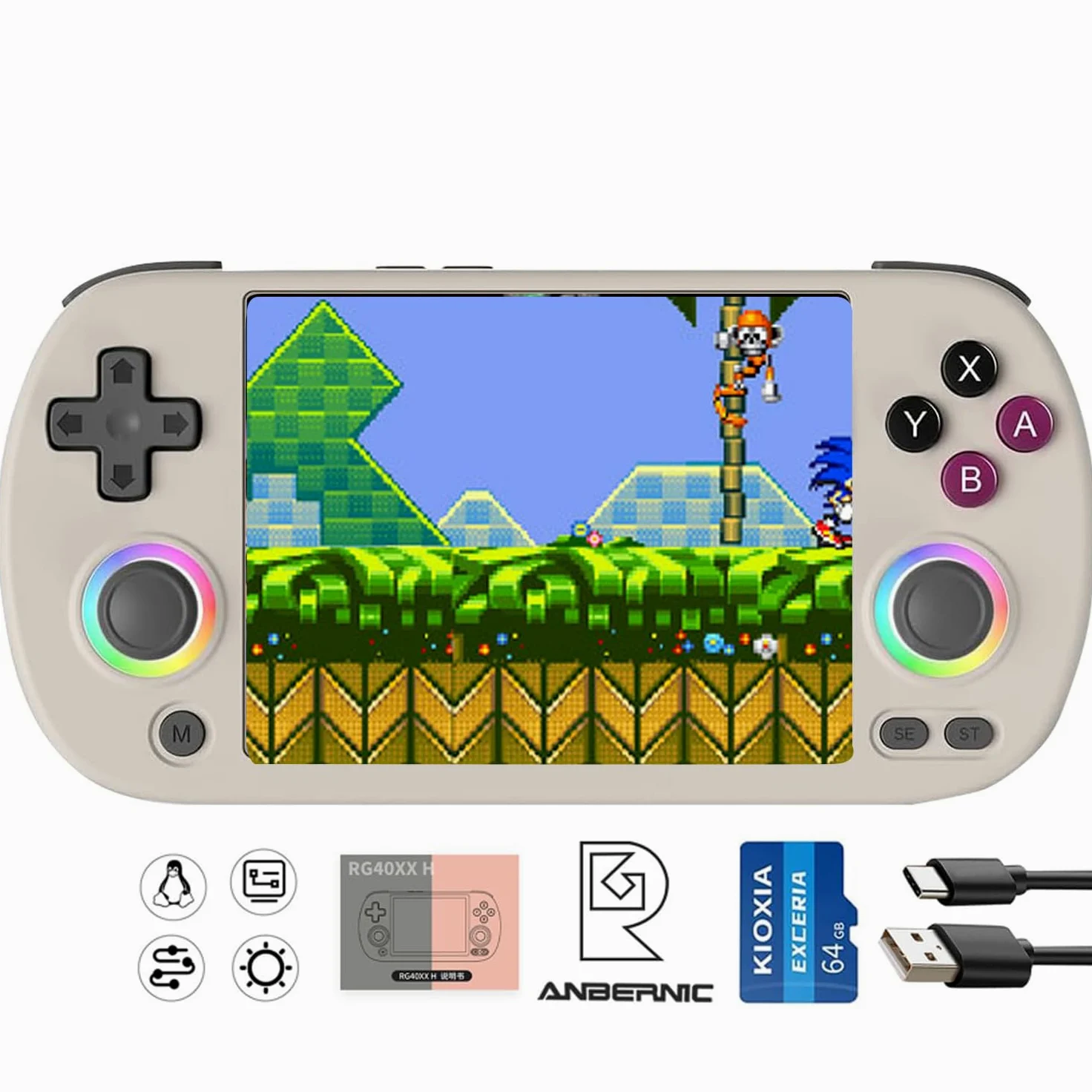RG40XX H - Consola de videojuegos portátil gris