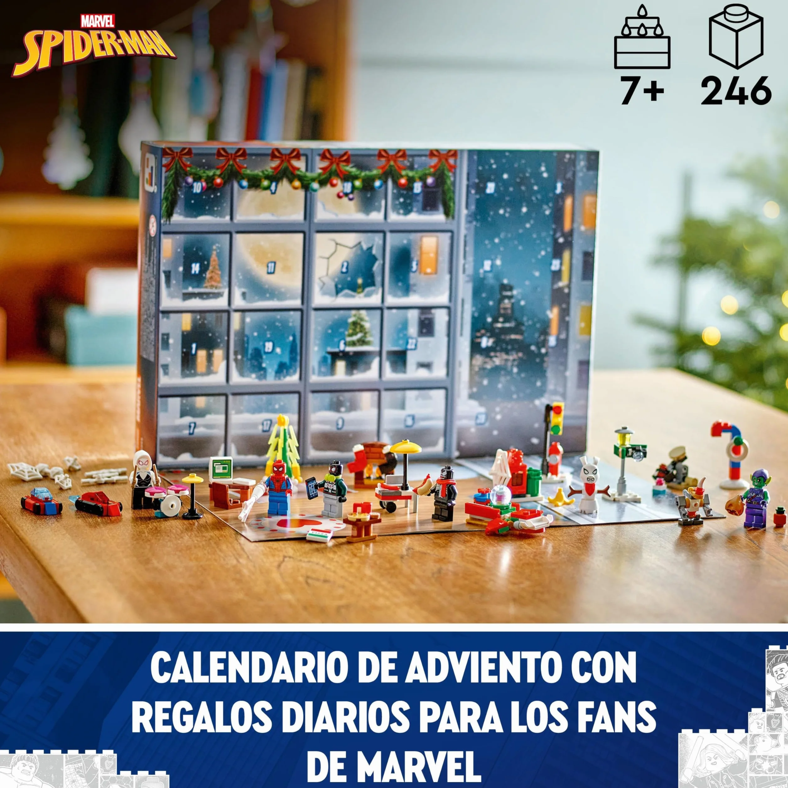 LEGO Marvel Calendario de Adviento 2024 Spider-Man Juguetes de Construcción de Superhéroes con Minifiguras para el Juego de rol, Regalo Pre-Navideño para Niños y Niñas de 7 Años o Más 76293
