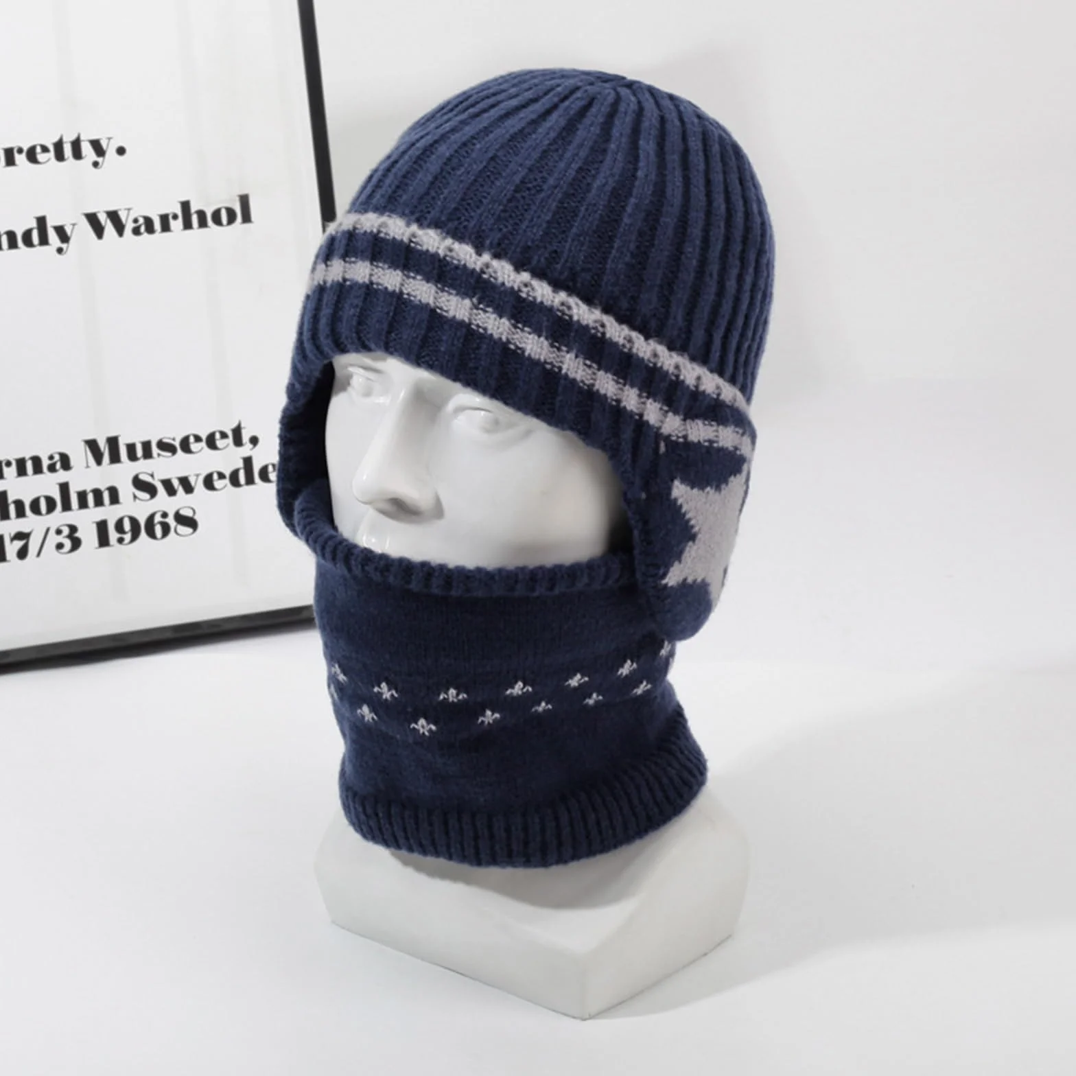 3 Piezas 3 en 1 Conjunto de Gorro Bufanda y Guantes para Niños, Sombrero de Punto con Forro Polar, Invierno Cálido Beanie