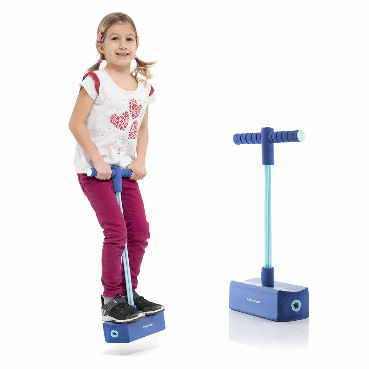 InnovaGoods® Pogo saltarín, Pogo para Actividades Infantiles y Familiares, Ejercicio y Habilidades físicas, Pogo saltarin con Sonido de Brinco, Cumpleaños para Niños +3 Años.