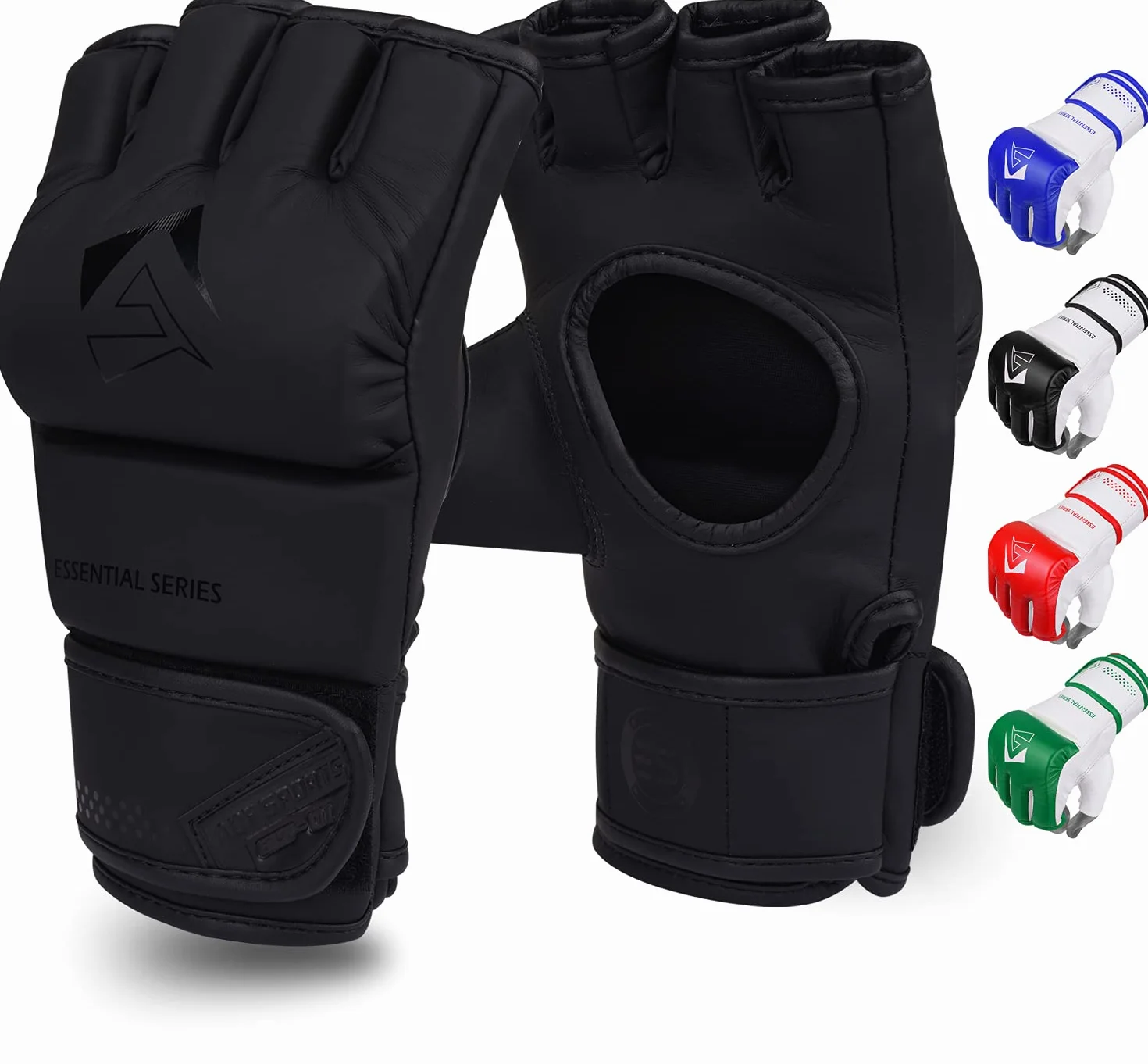 AQF Guantillas MMA Palma Abierta Cuero Sintético Guantes Boxeo Saco Entrenamiento Kickboxing