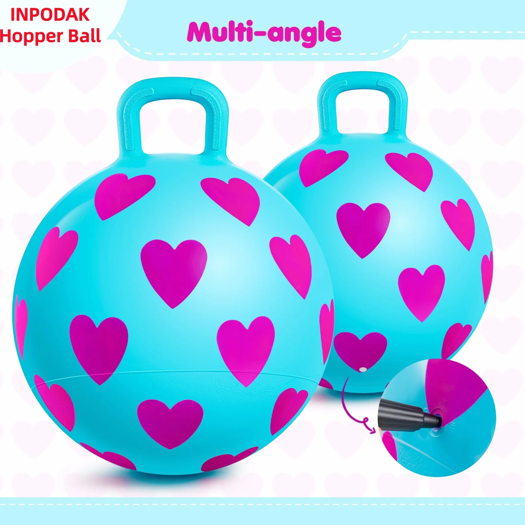 INPODAK Pelotas Saltarinas para Niños 40cm Pelota Saltarina con Asa Bola Hopper de 15 Pulgadas Resistente hasta 100 kg Pelotas Saltarinas Inflables Space Hopper para Niños de 3 a 6 Años