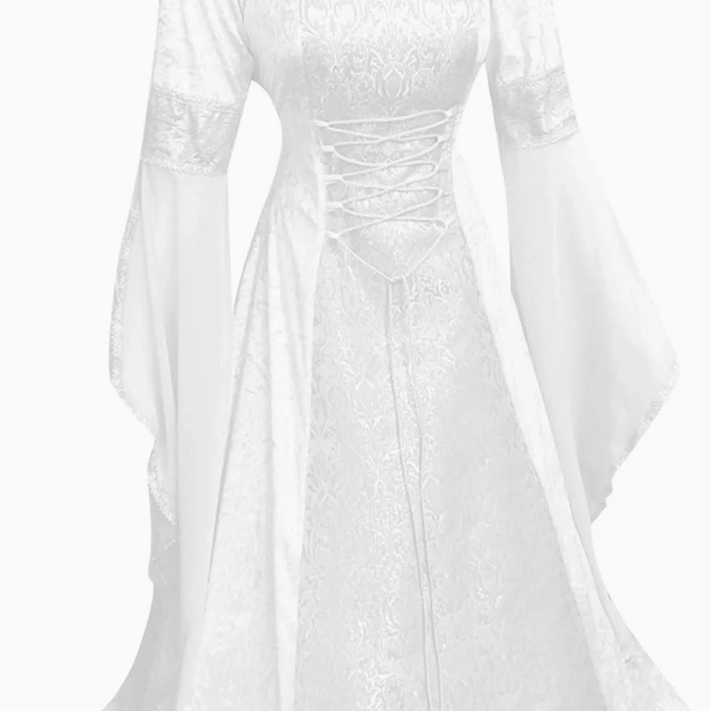 Disfarce Carnaval Mulher Vestido Medieval para Mujer con Mangas Trompeta Disfraz Medieval Medieval corsé de Manga Acampanada Bruja de Mujer Halloween, Fiesta, Princesa, Disfraz