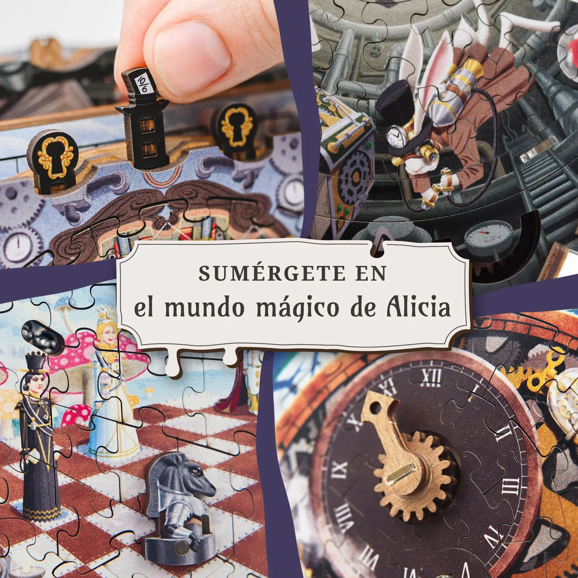 iDventure Cluepuzzle Wonderbox of Alice | Juego de Escape Room 3D Puzzle | Alicia en el País de Las Maravillas | Caja de Regalo