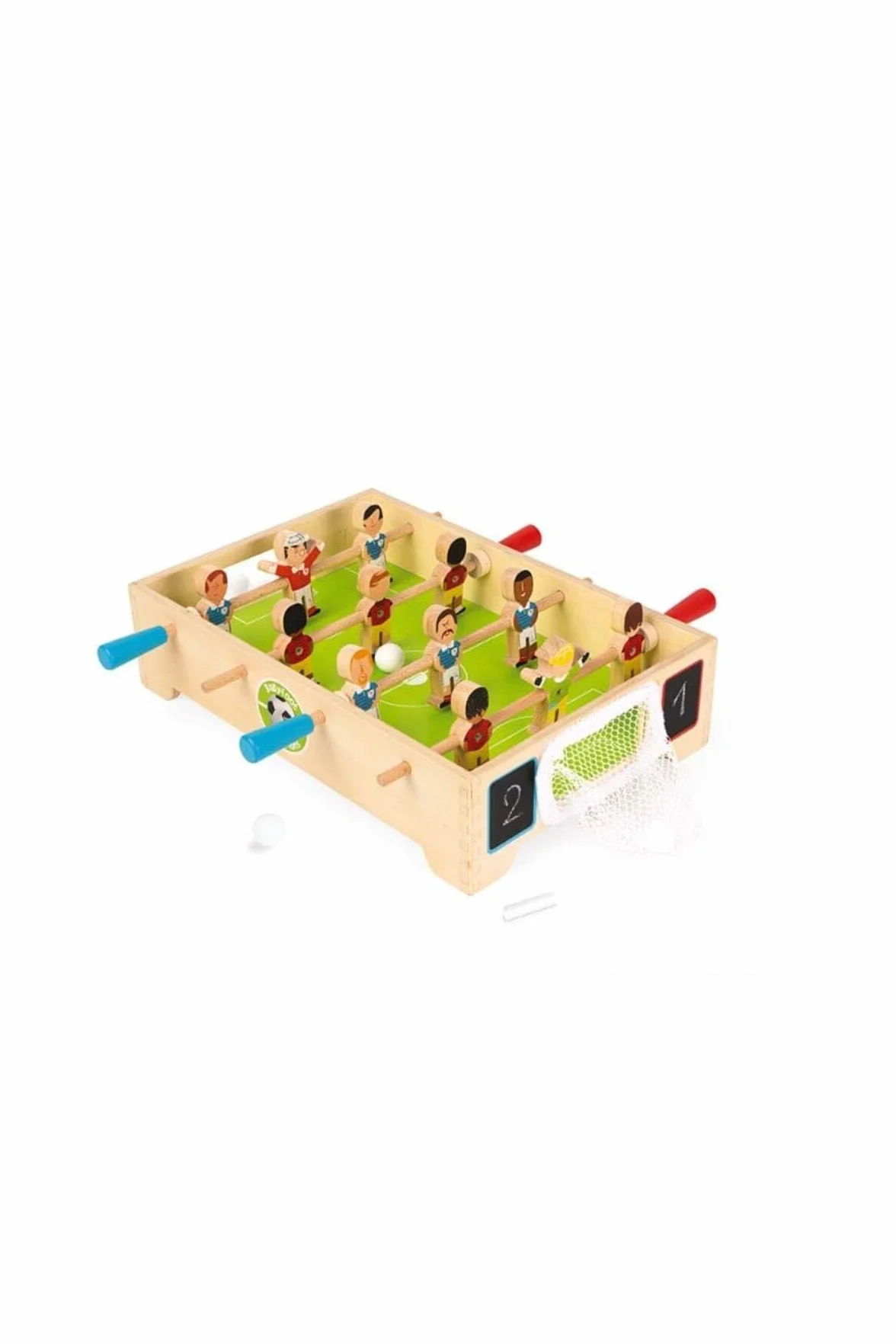 Janod - Mini Futbolín de Mesa en Madera Champions - Desde 3 años, J02070, Multicolor