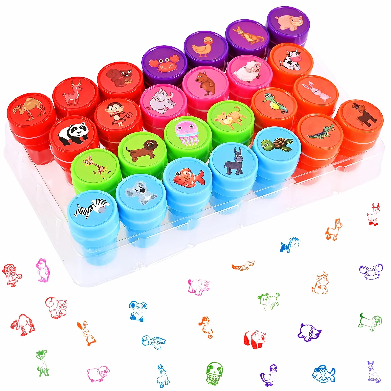 Faburo Sellos Infantiles 26 Pcs, Regalos Cumpleaños Niños Colegio y Detalles Cumpleaños Niños, Sellos Juguetes Niño y Niña 2 3 4 5 6 Años, Regalo Niño y Niña para Manualidades Niños sobre Papel