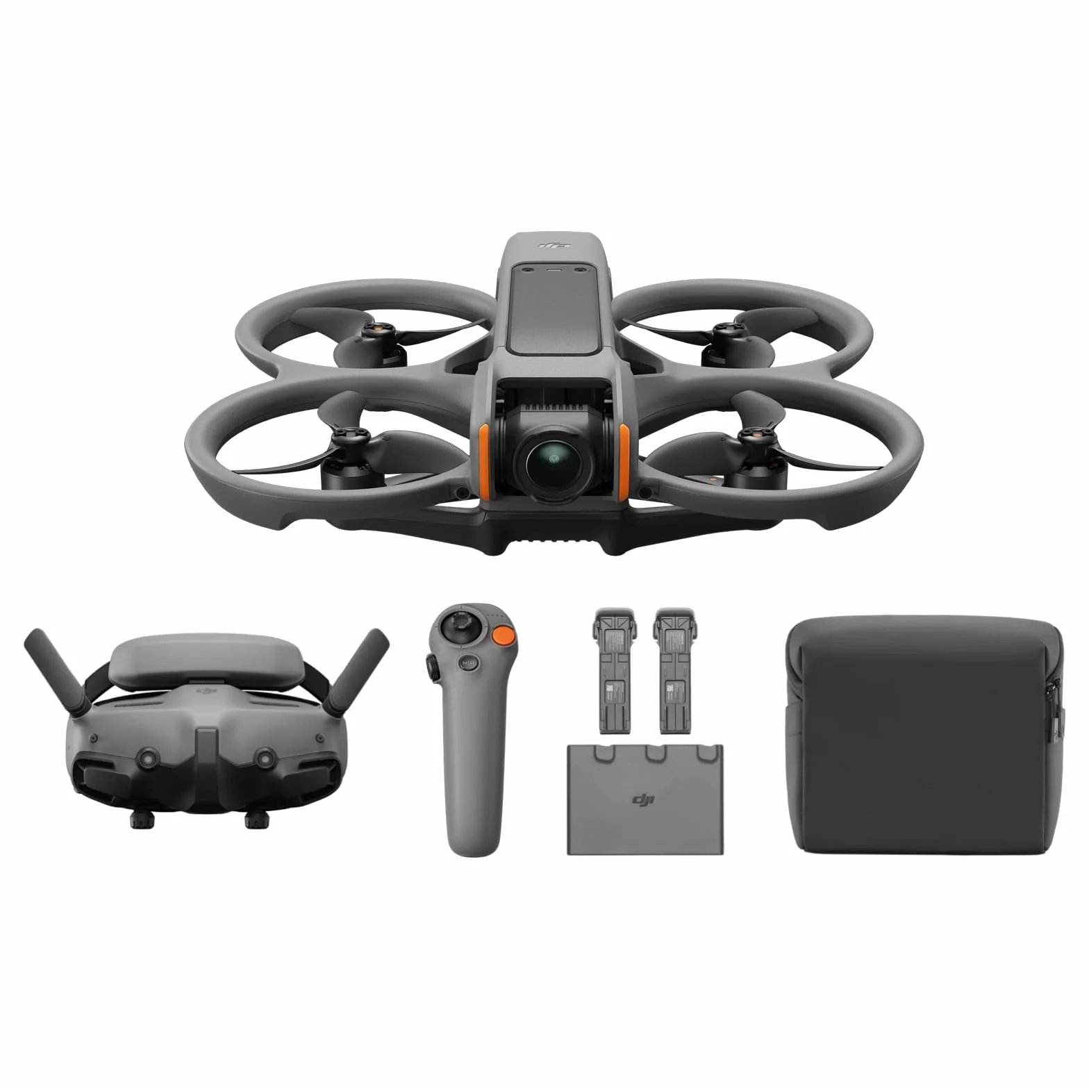 DJI Pack Avata 2 Vuela Más (3 baterías), dron FPV con cámara 4K, Acrobacias con un Toque, Protector de hélices Integrado, dron con cámara con Goggles 3 y RC Motion 3