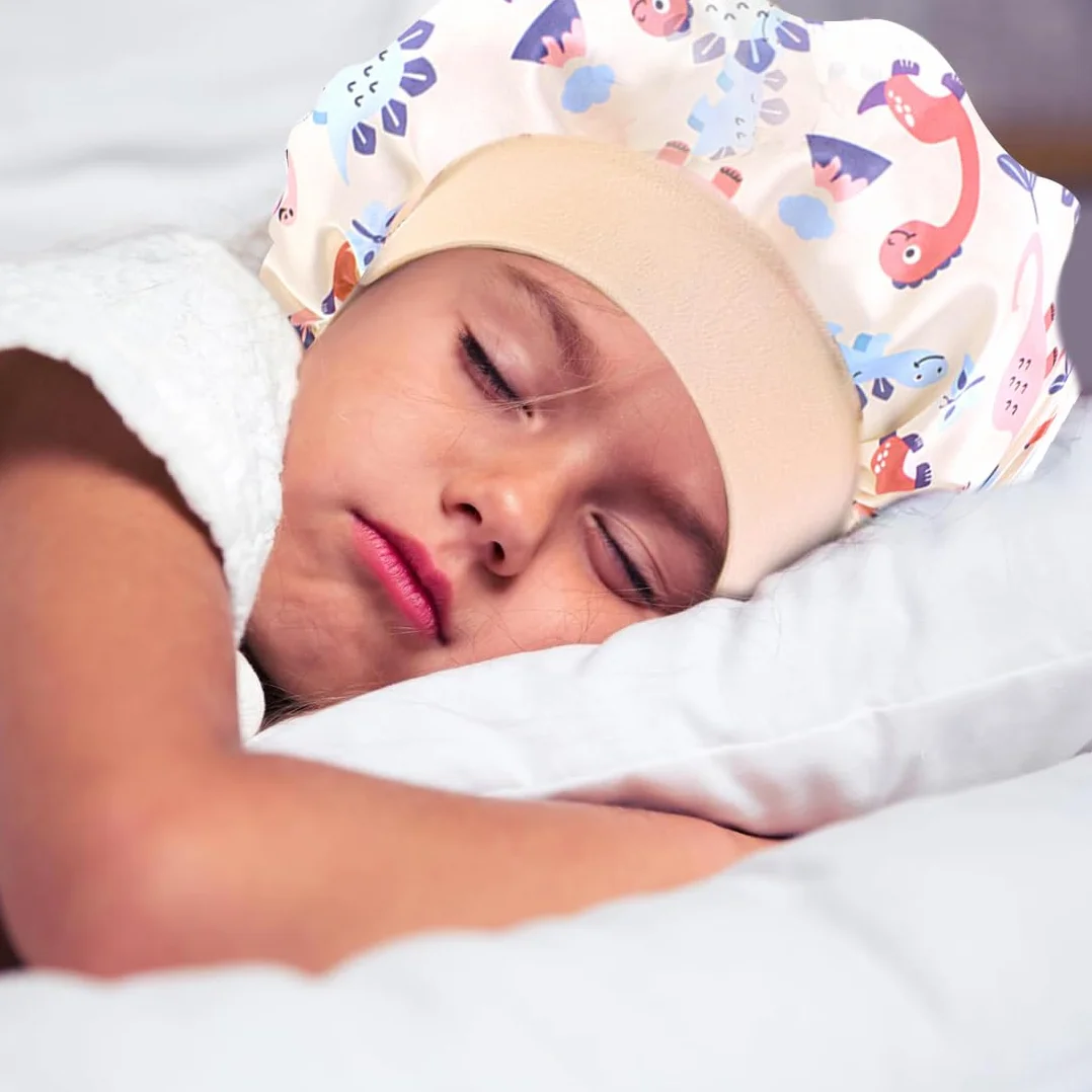 Gorro de Seda para Dormir para Niños Niñas, Gorro Satén Pelo Rizado con Banda Elástica Ancha