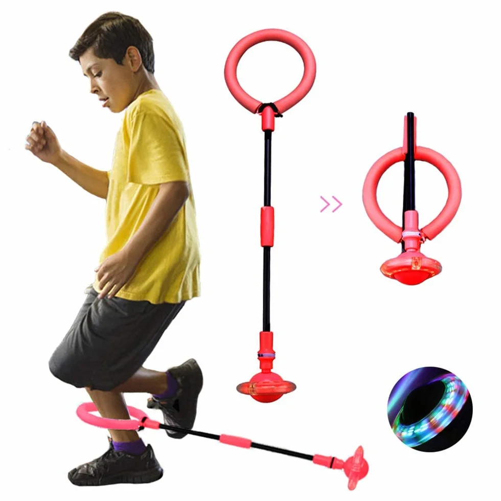 Shine Bola de Salto de Tobillo, Anillo de Saltar Intermitente para niños, Plegable Anillo de Salto Intermitente,Colorida Flash Bola de Salto, LED Saltar Bola para Niños (Rojo)