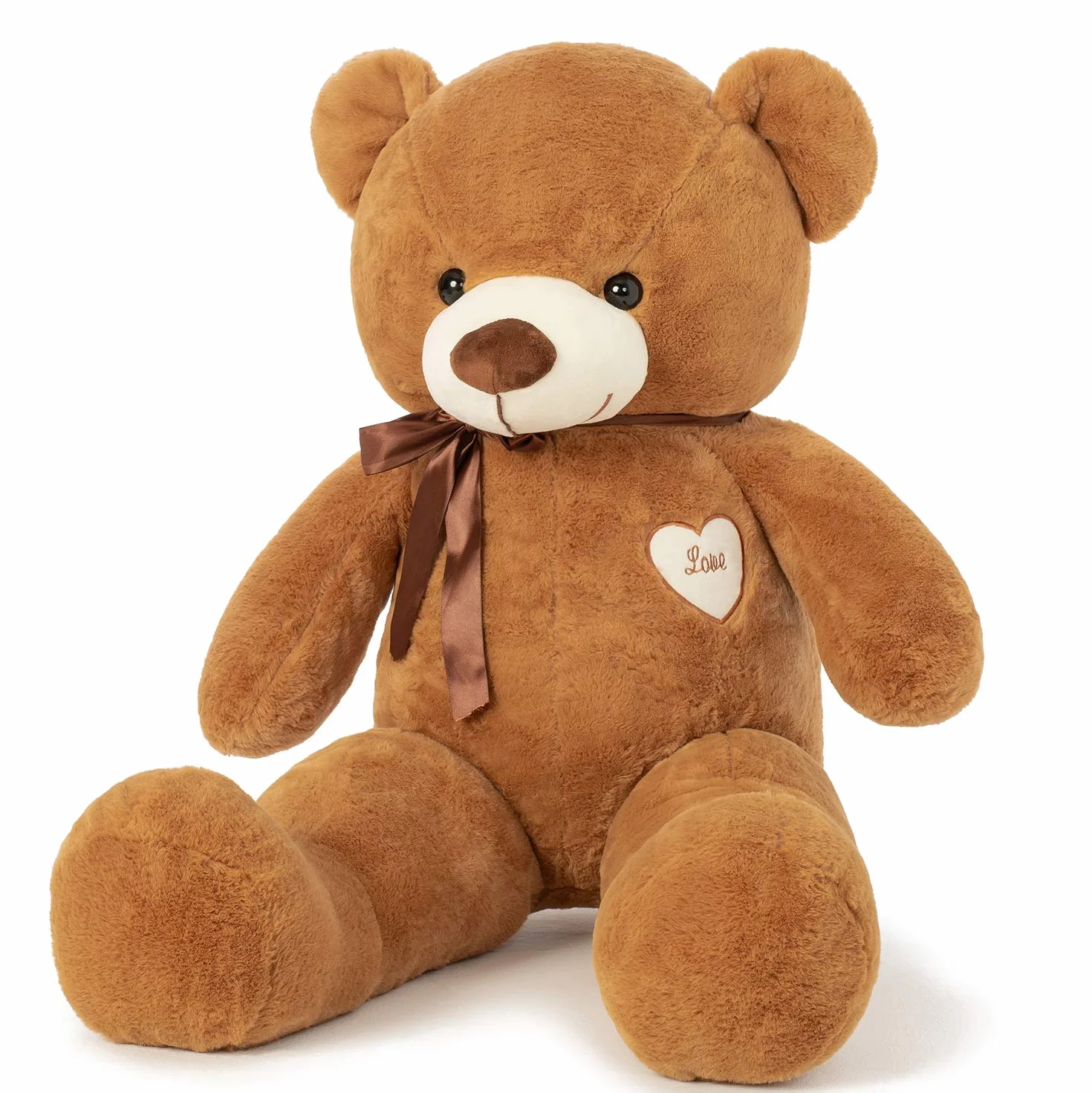 YunNasi Oso Peluche Gigante Osito de Peluche Grande Teddy Bear de Felpa con Corazón e Cinta 100cm/39 Inches Marrón