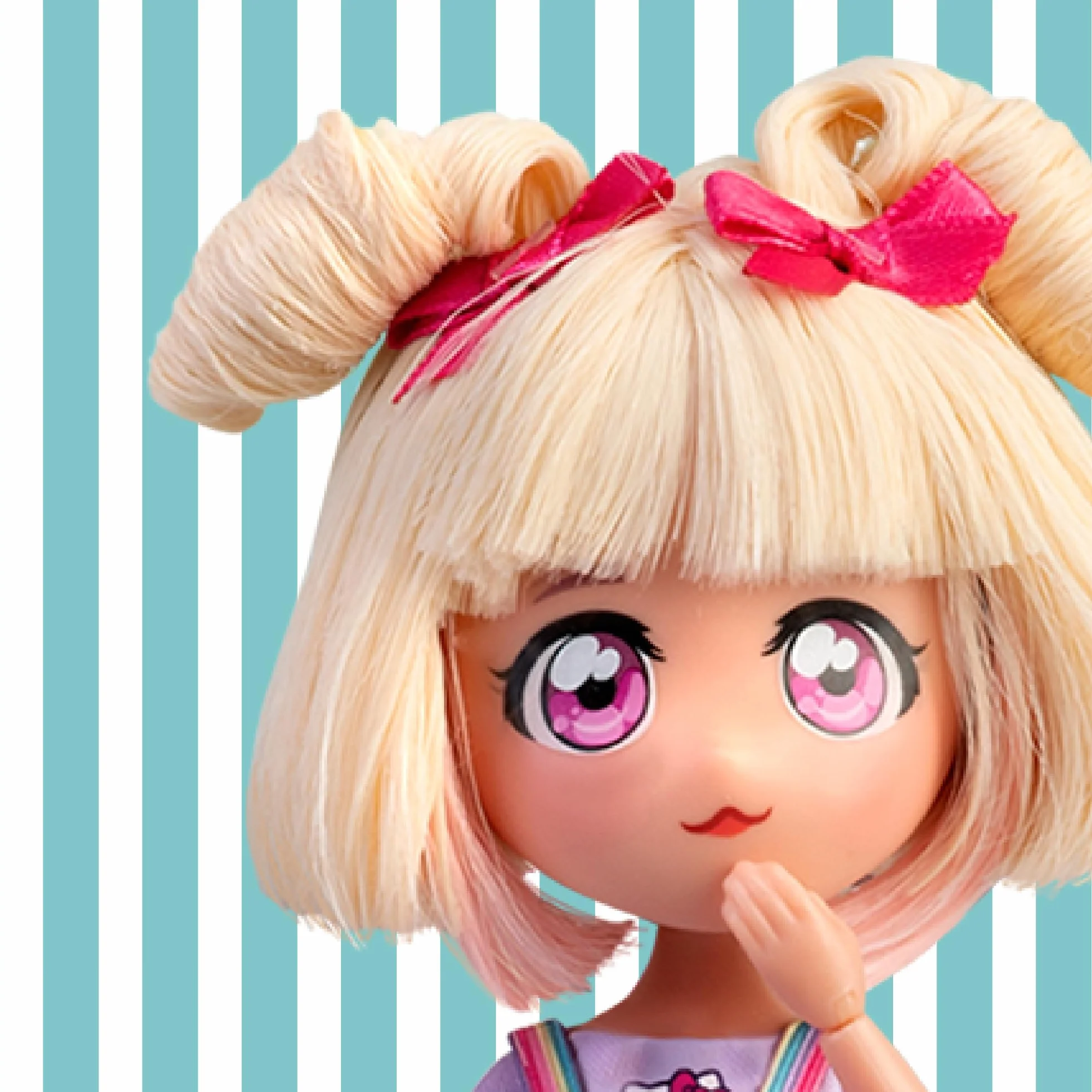 4SF - Hello Kitty Manga Doll Candy Unicorn, Muñeca Fashion Japonesa con Looks a la Moda Manga, Figura de 19,5 cm con 15 Puntos de Articulación, Pelo Rubio, Accesorios Incluidos, Famosa (HKTF0400)
