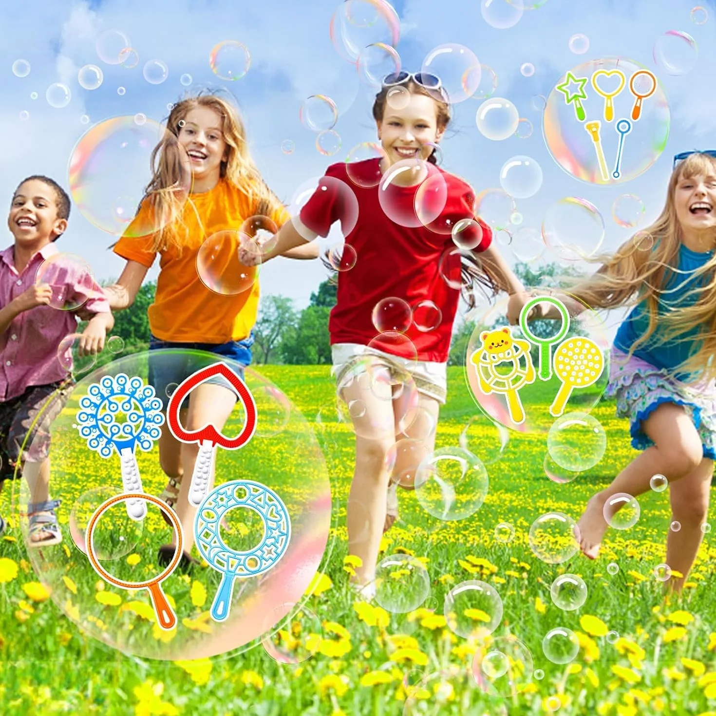 Kit de Pompas de Jabon, 28 Piezas Varita de Burbujas Juego de Pompas Gigantes de Jabón para Niños, Maquina de Burbujas para Juegos al Aire Libre para Niños, Playa, Picnic, Fiestas, Cumpleaños