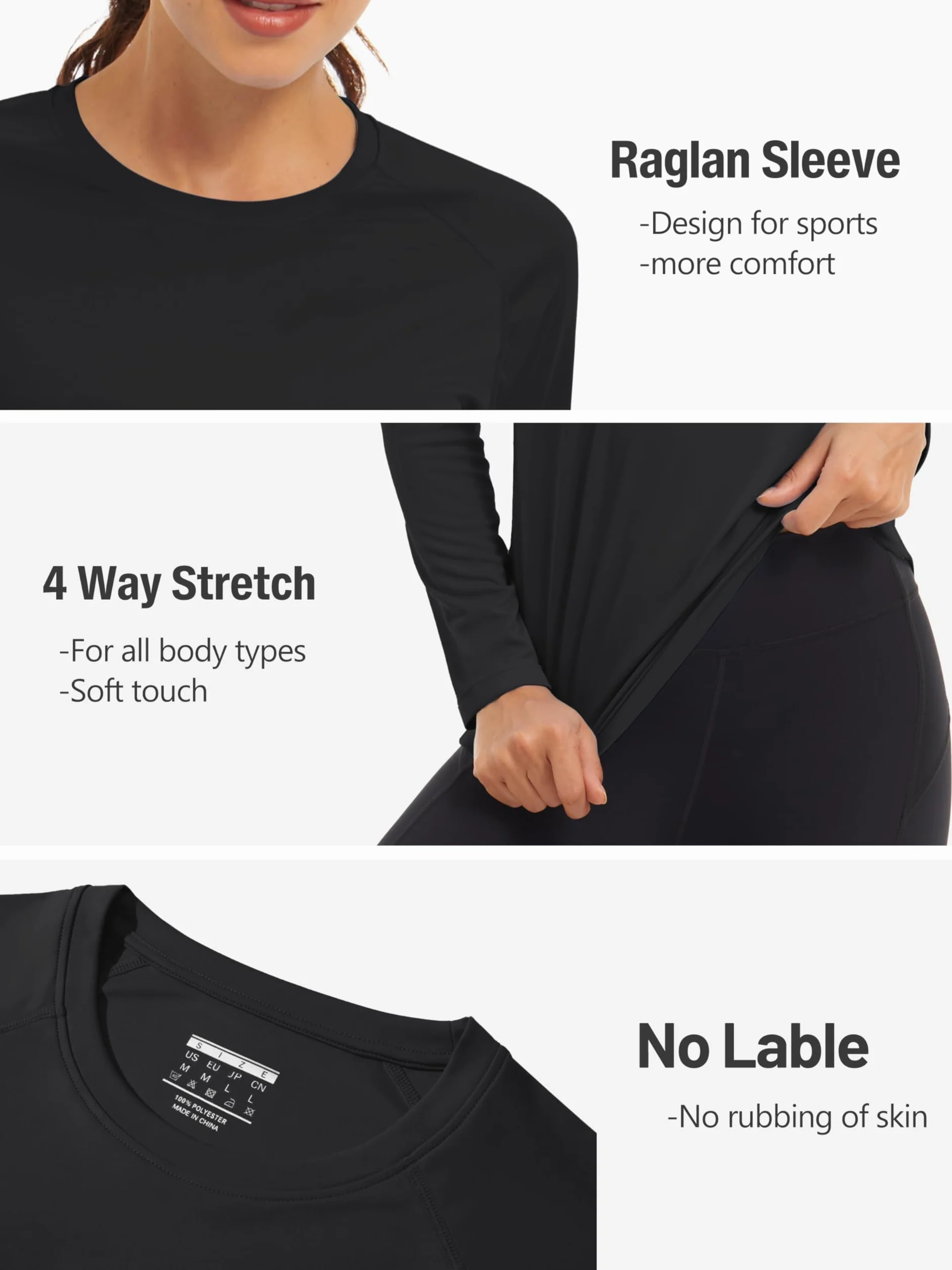 TACVASEN Mujeres Tops de Manga Larga UV Protección Solar UPF 50+