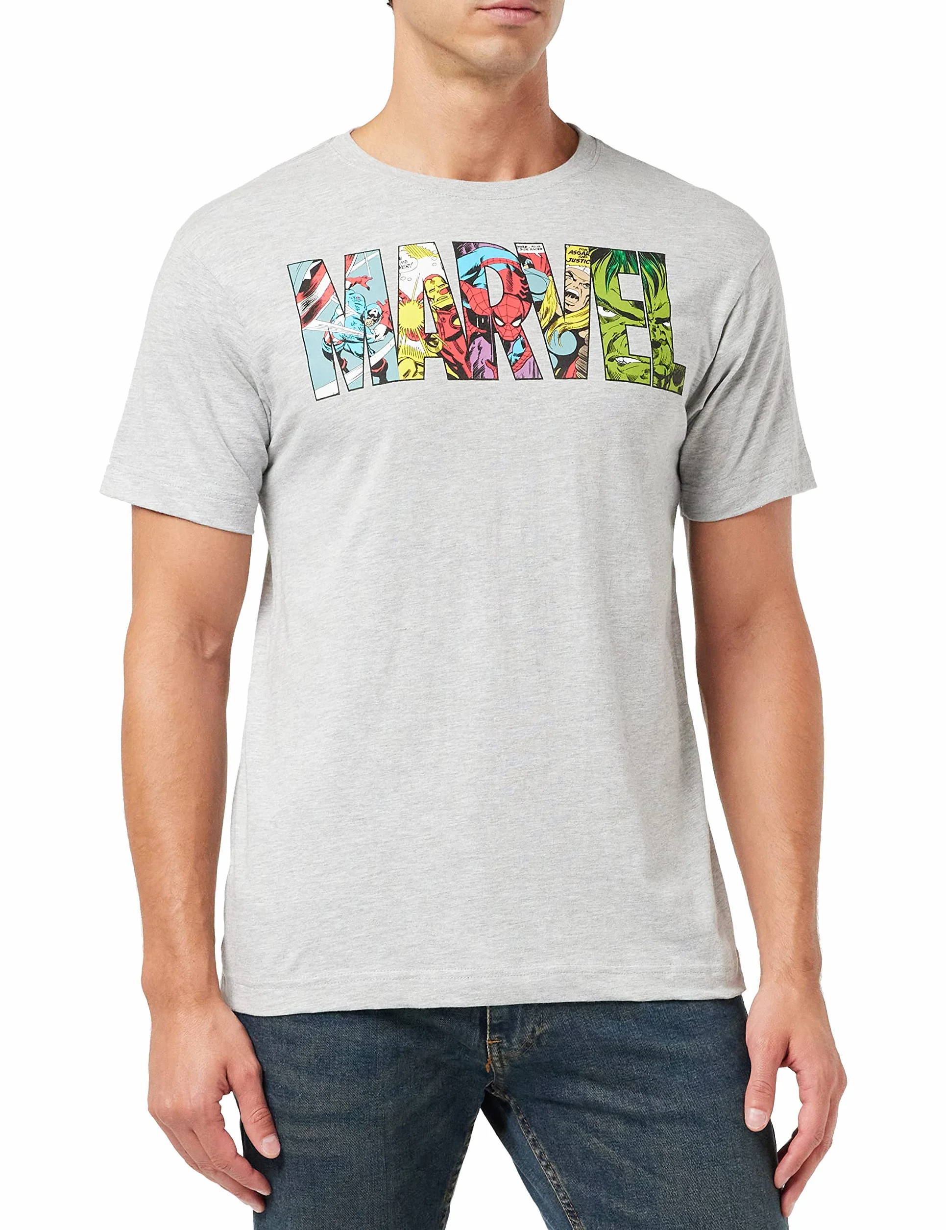 Marvel Men's Comic Strip Logo T-Shirt
