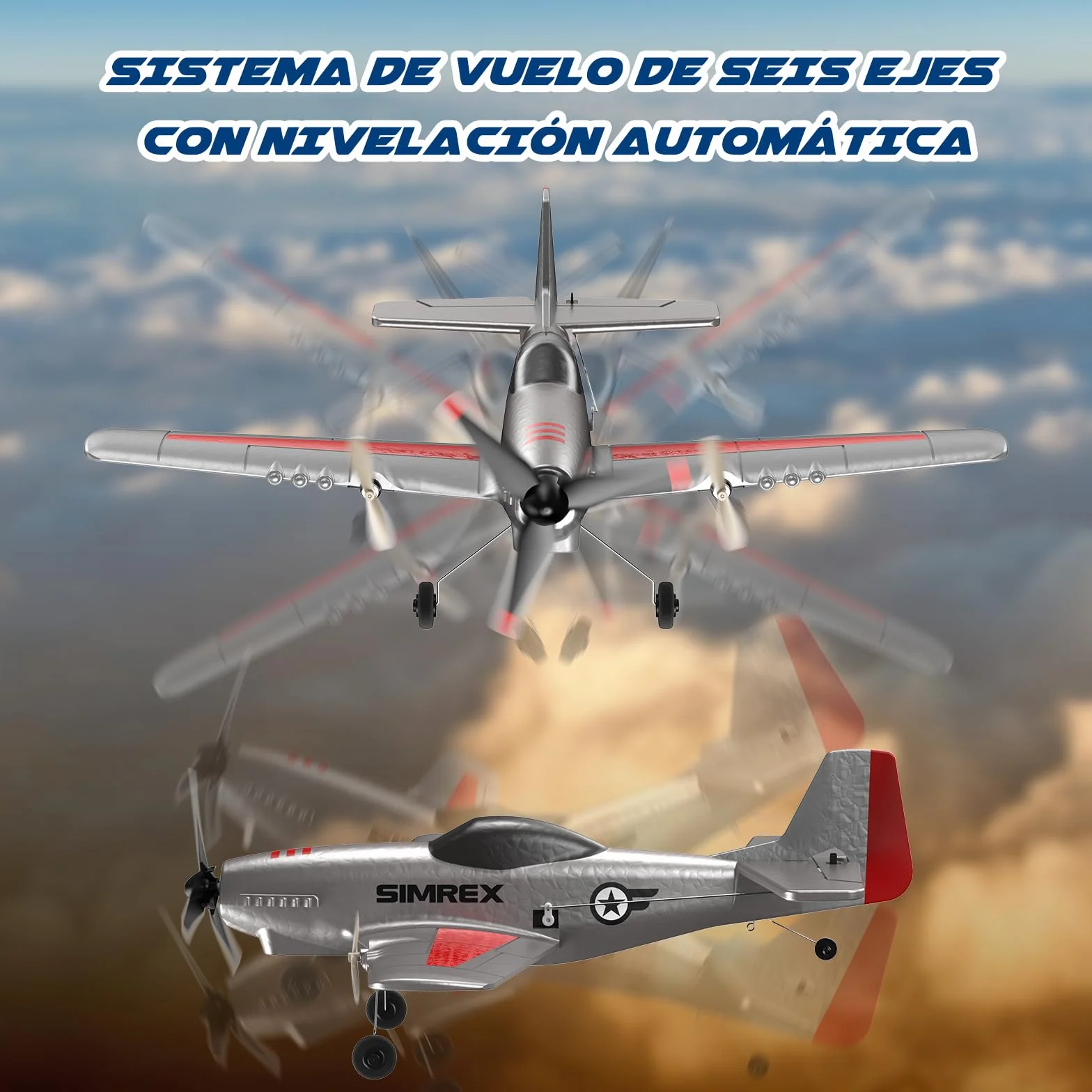 SIMREX TOY-2409 - Avión RC de 2.4 GHz con estabilizador giroscópico de 6 ejes, 3 canales RTF, avión de control remoto para principiantes, niños y adultos