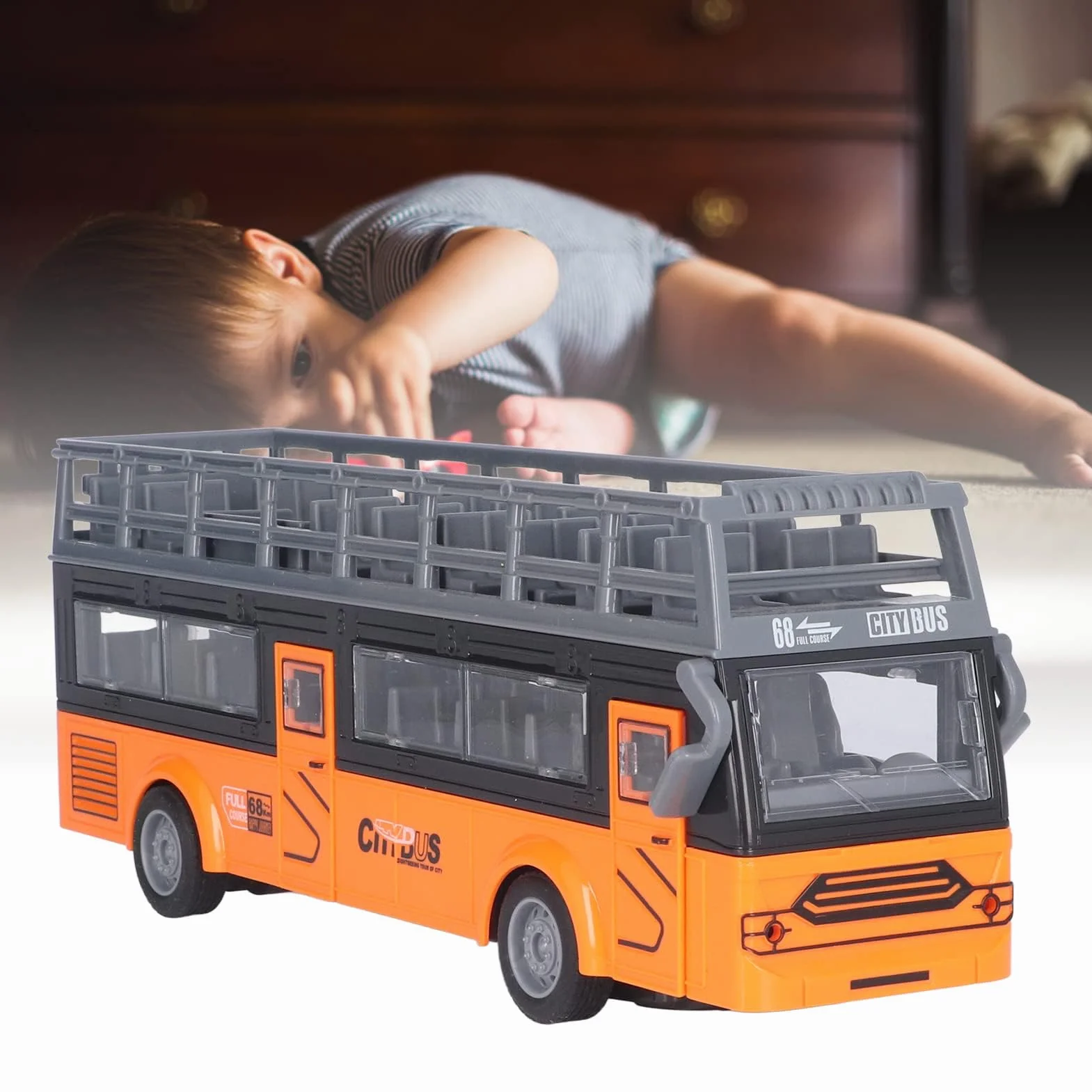 Alomejor Control remoto Autobús de dos pisos Detalles finos Autobús RC de 4 canales Puertas de apertura segura para juguetes(QH204 9 Sightseeing Bus)